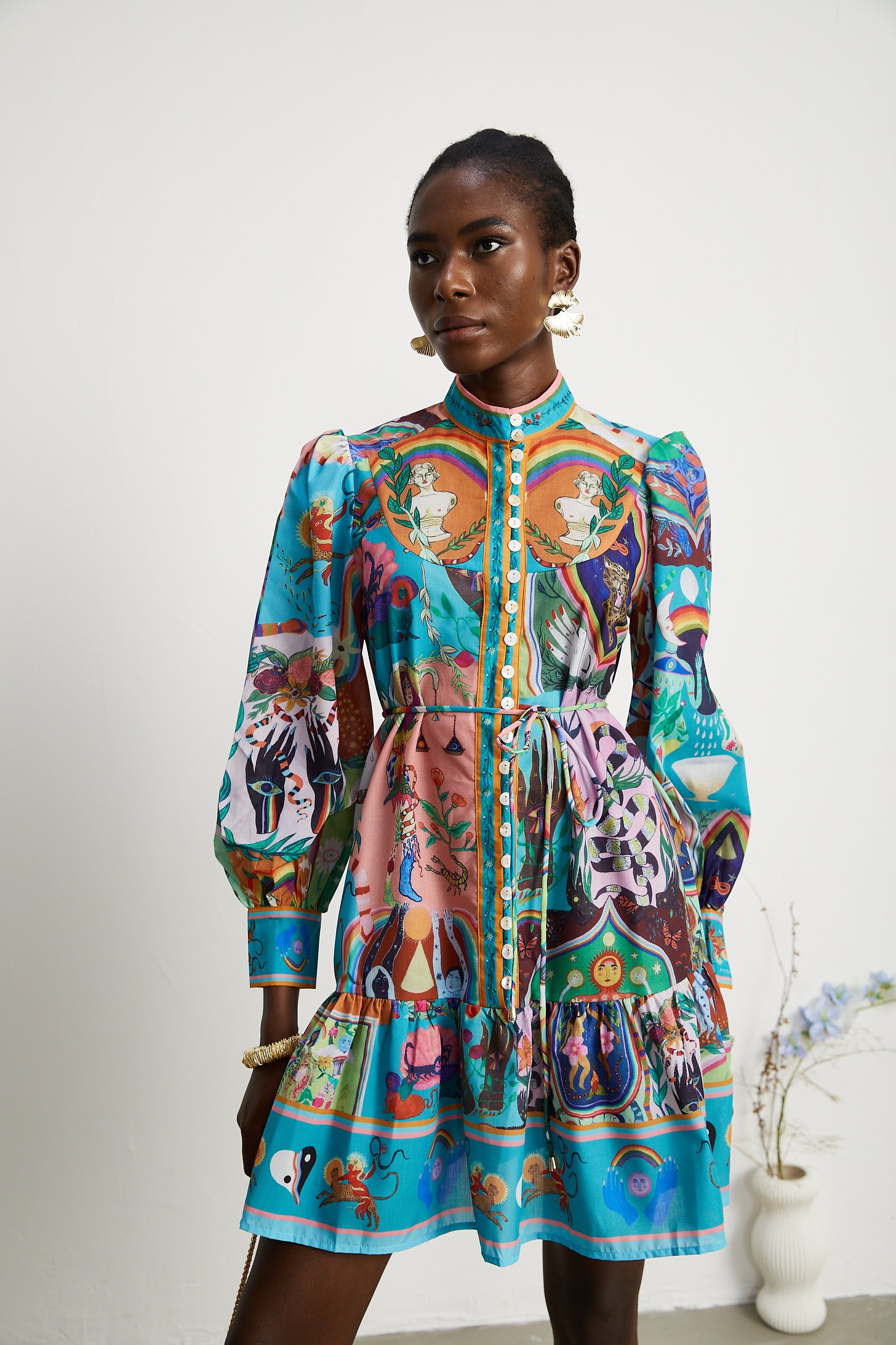 Valérie pattern-print flared mini dress (US Only)