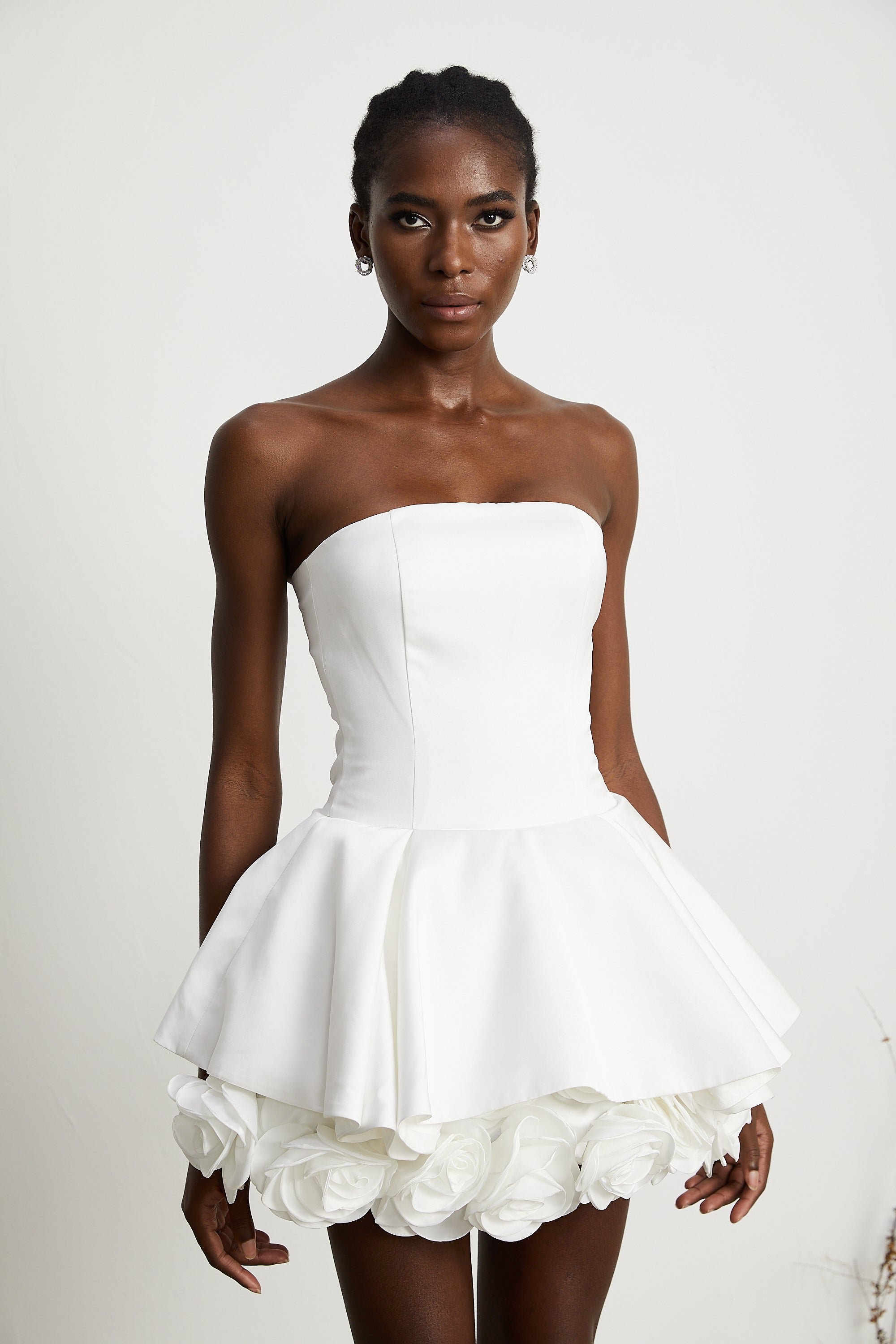 Lucie white petal-layered strapless corset mini dress (Final Sale-US Only)