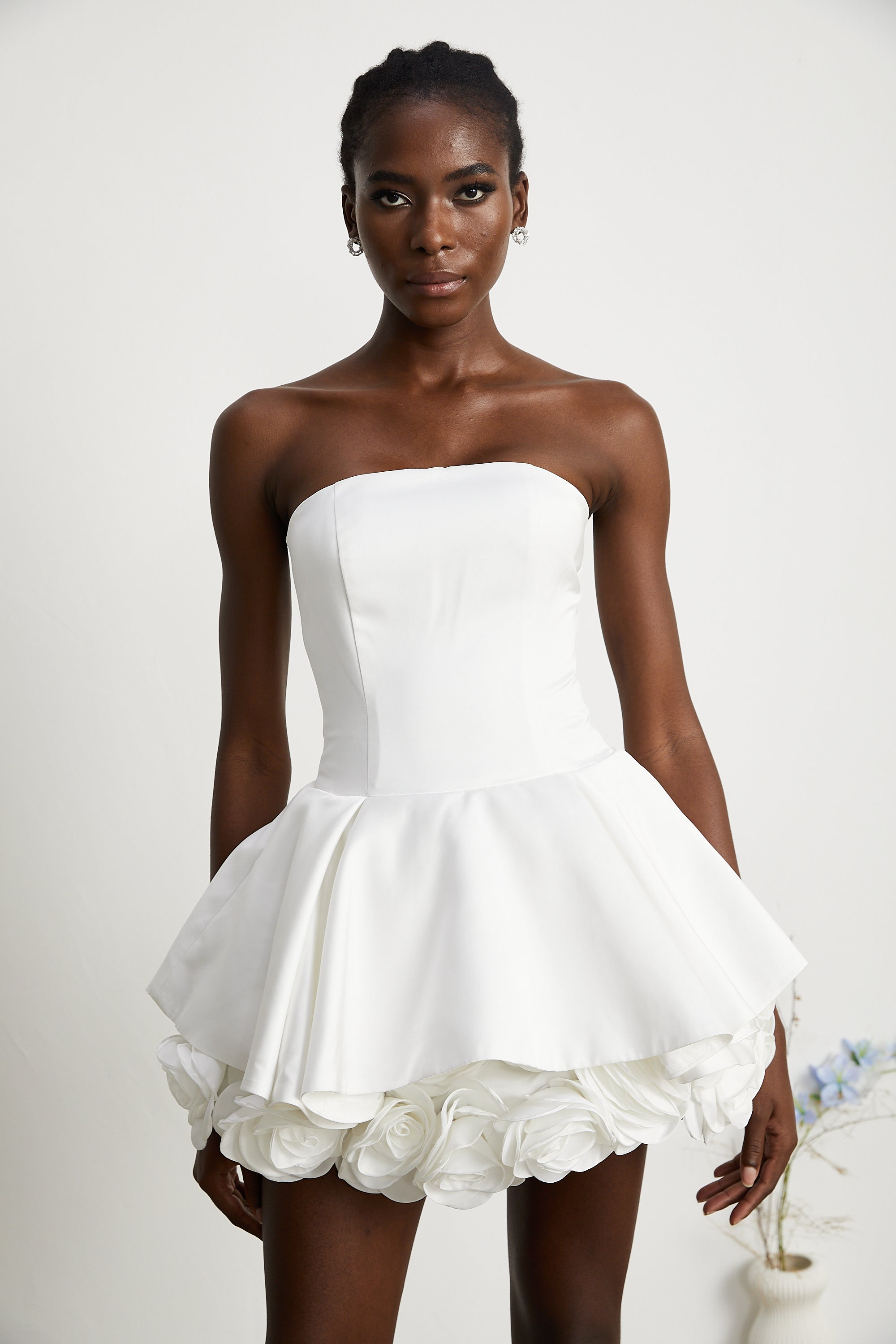Lucie white petal-layered strapless corset mini dress (Final Sale-US Only)