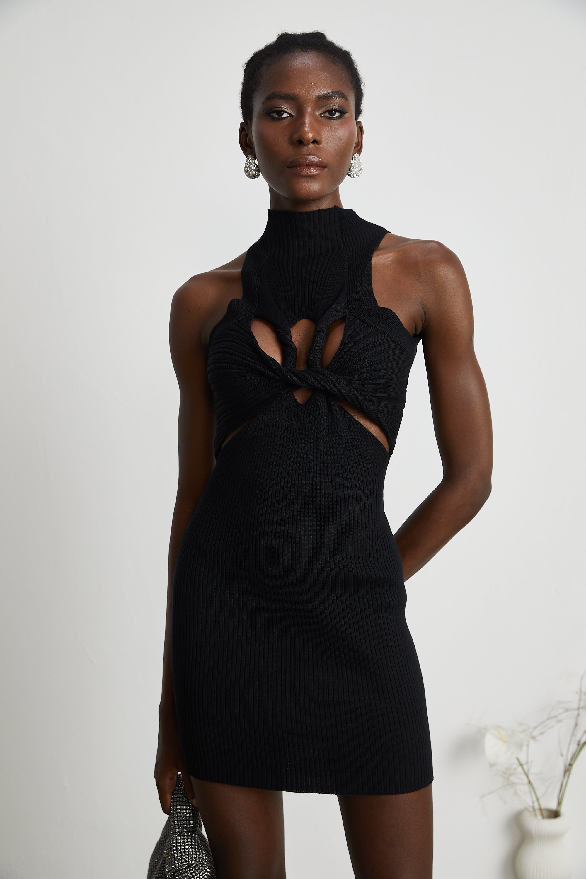 Émilie twist-detail cut-out mini dress