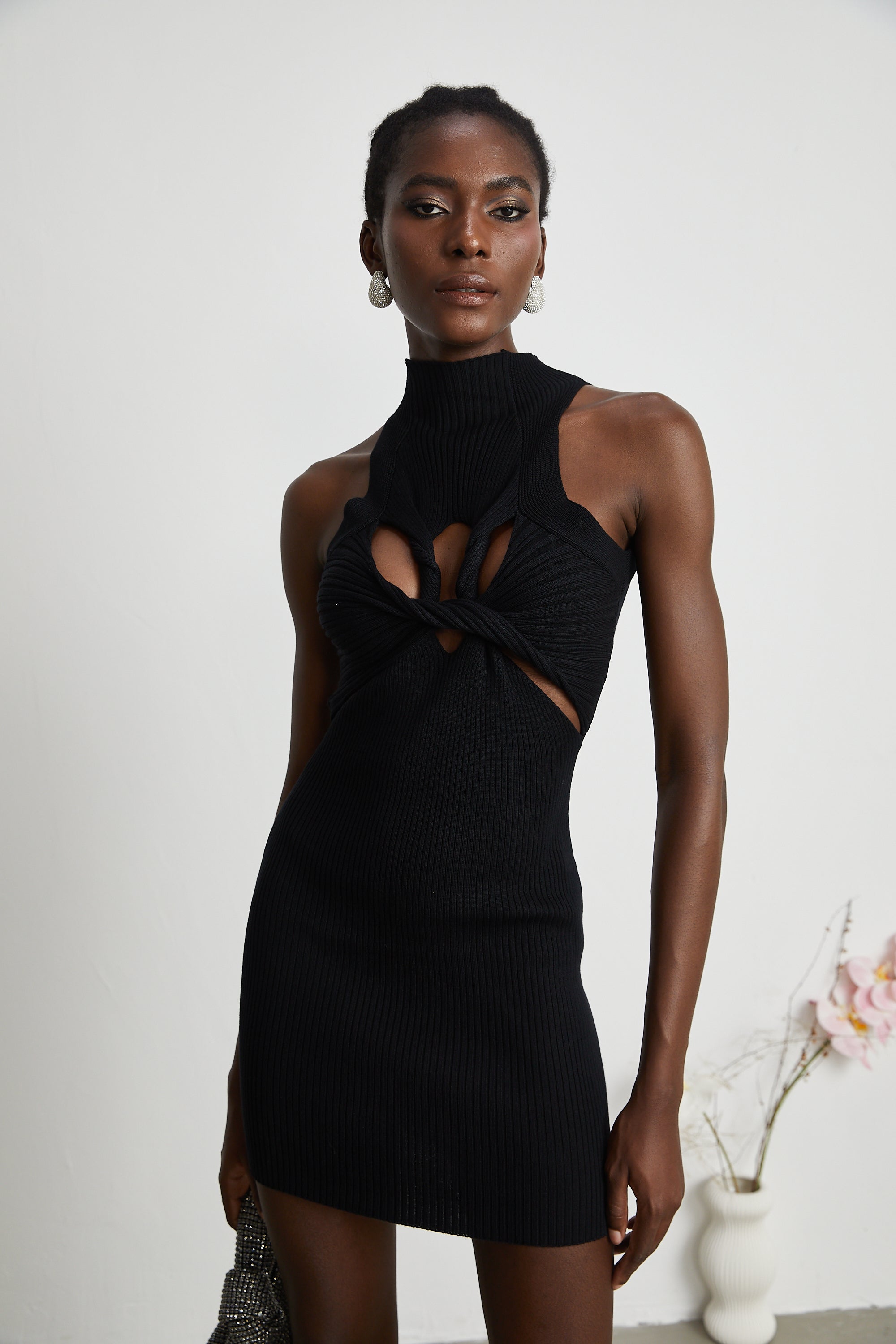Émilie twist-detail cut-out mini dress