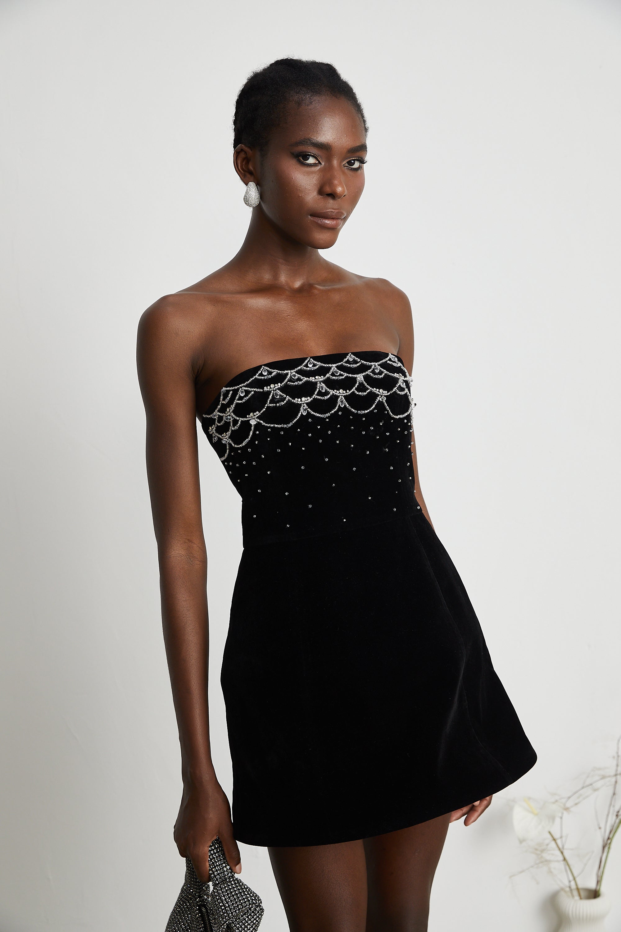 Sandrine crystal-embellished velvet mini dress (Final Sale-US Only)