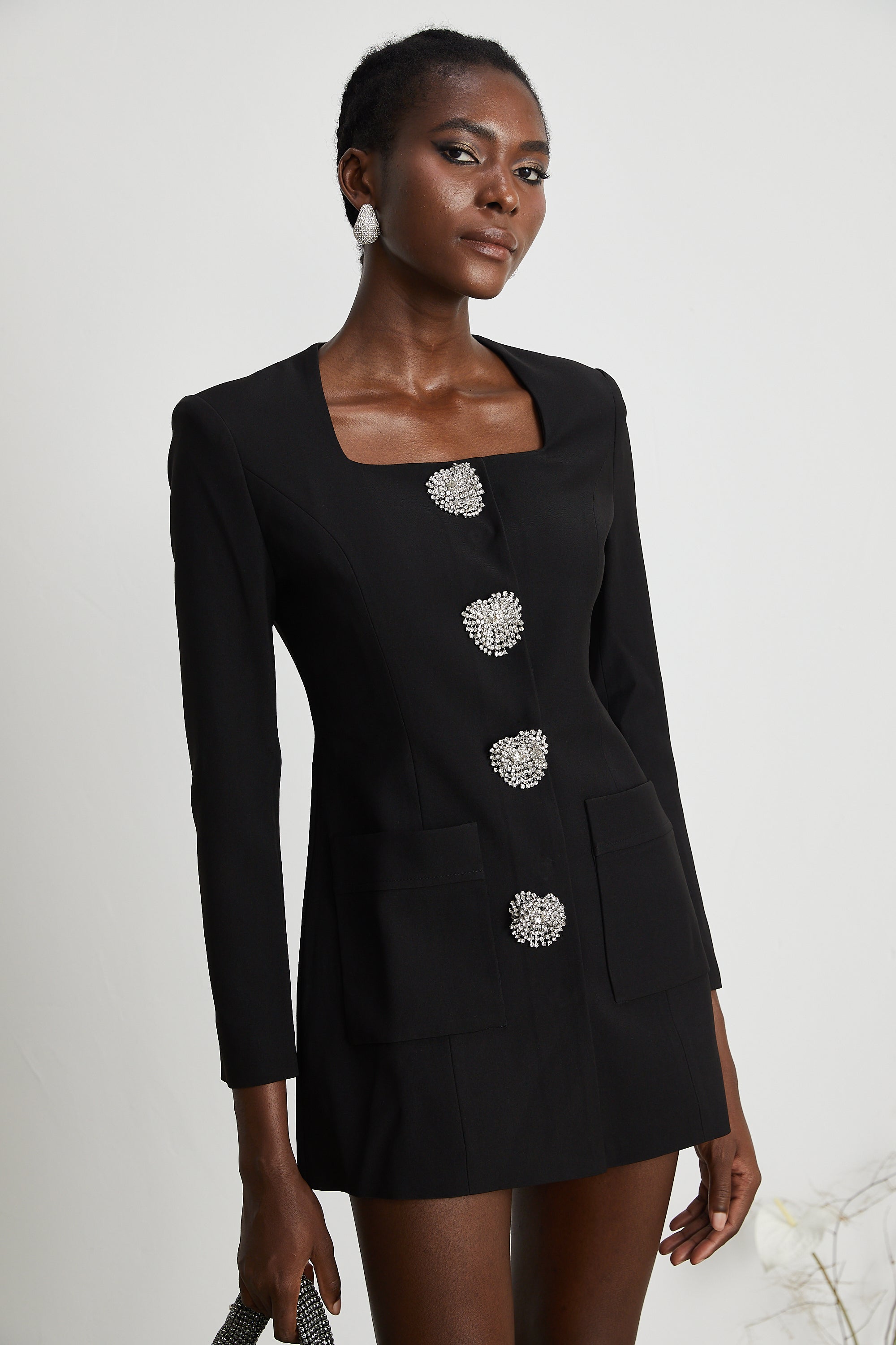 Fionnghuala black crystal mini dress