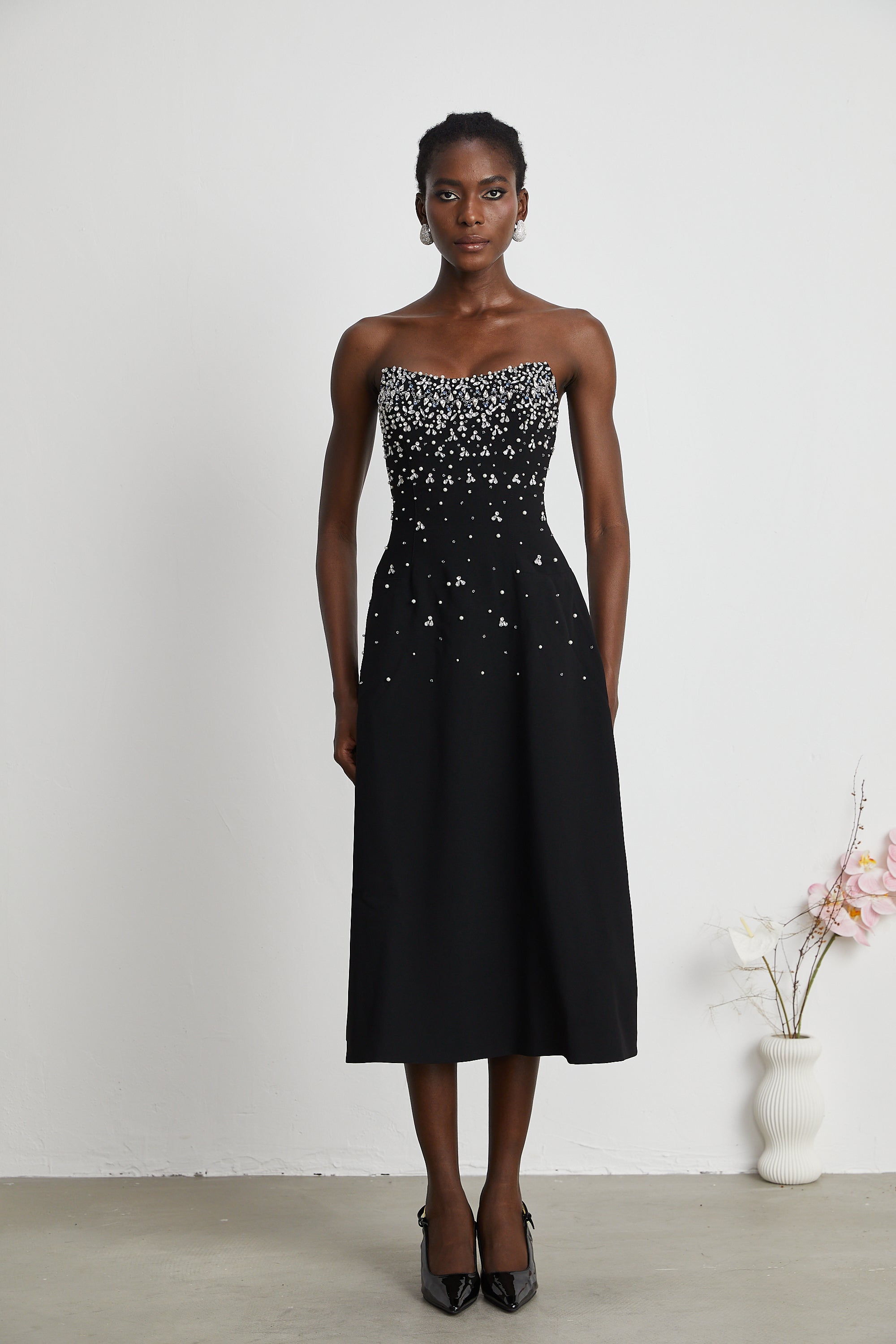 Melisande black embellished midi dress (Final Sale-US Only)