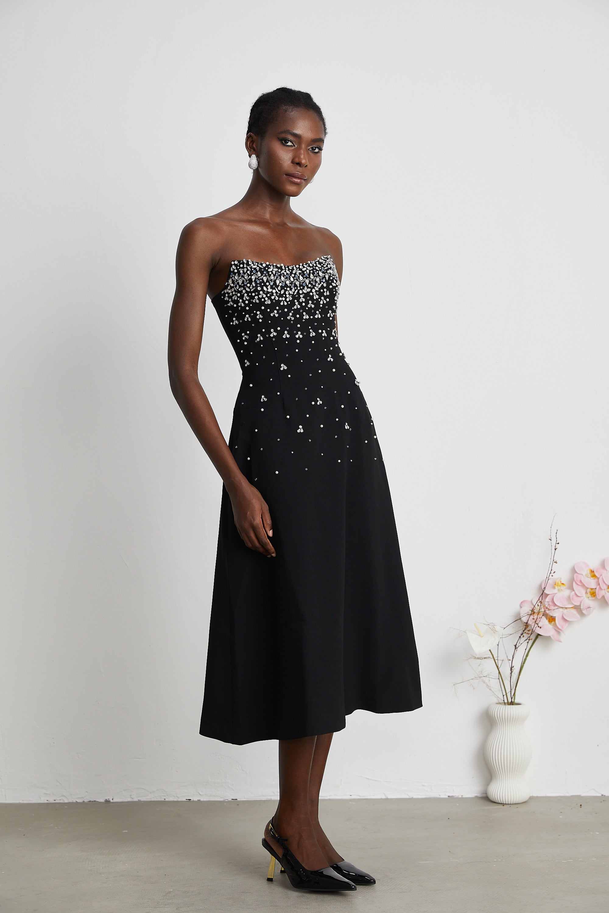 Melisande black embellished midi dress (Final Sale-US Only)