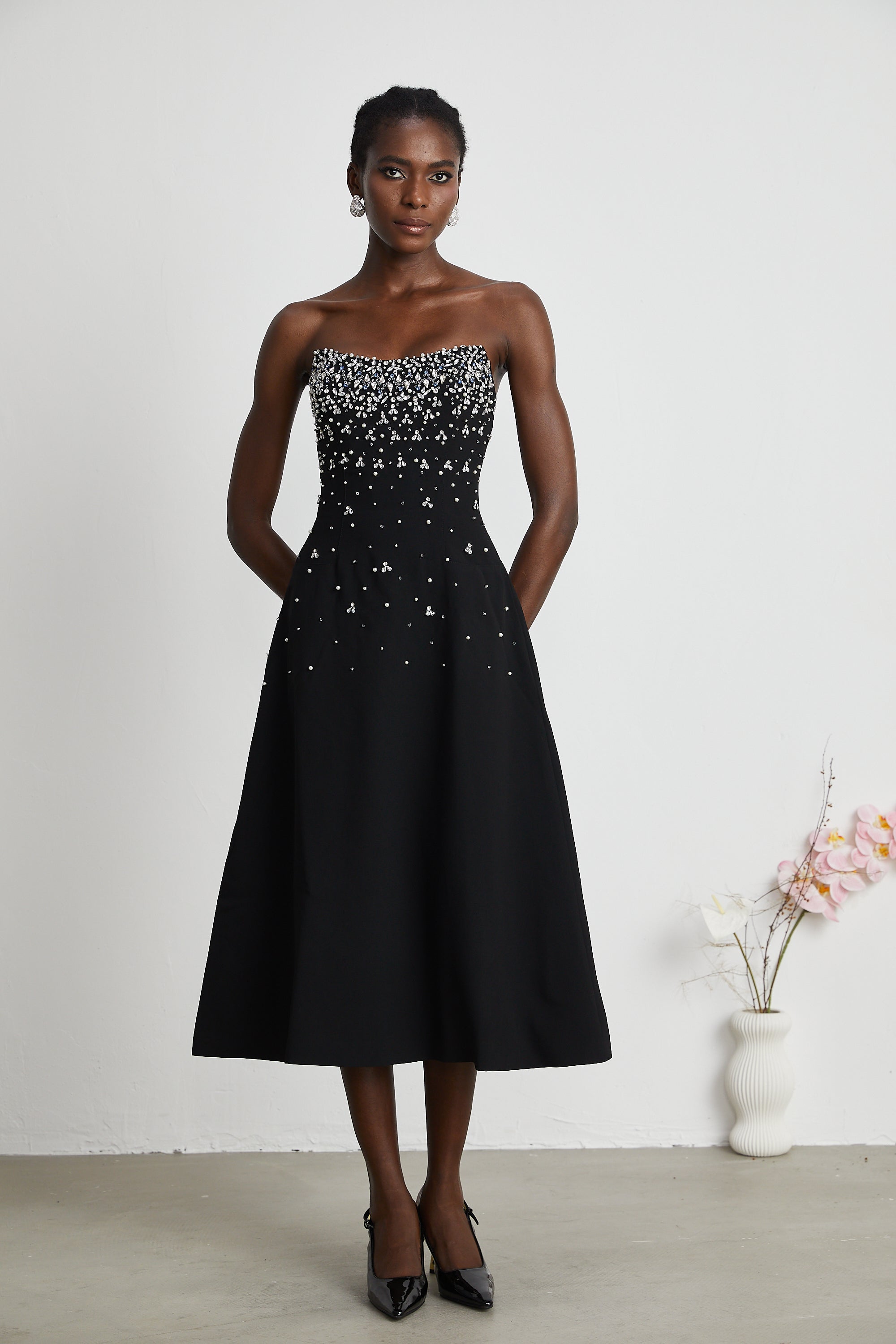 Melisande black embellished midi dress (Final Sale-US Only)