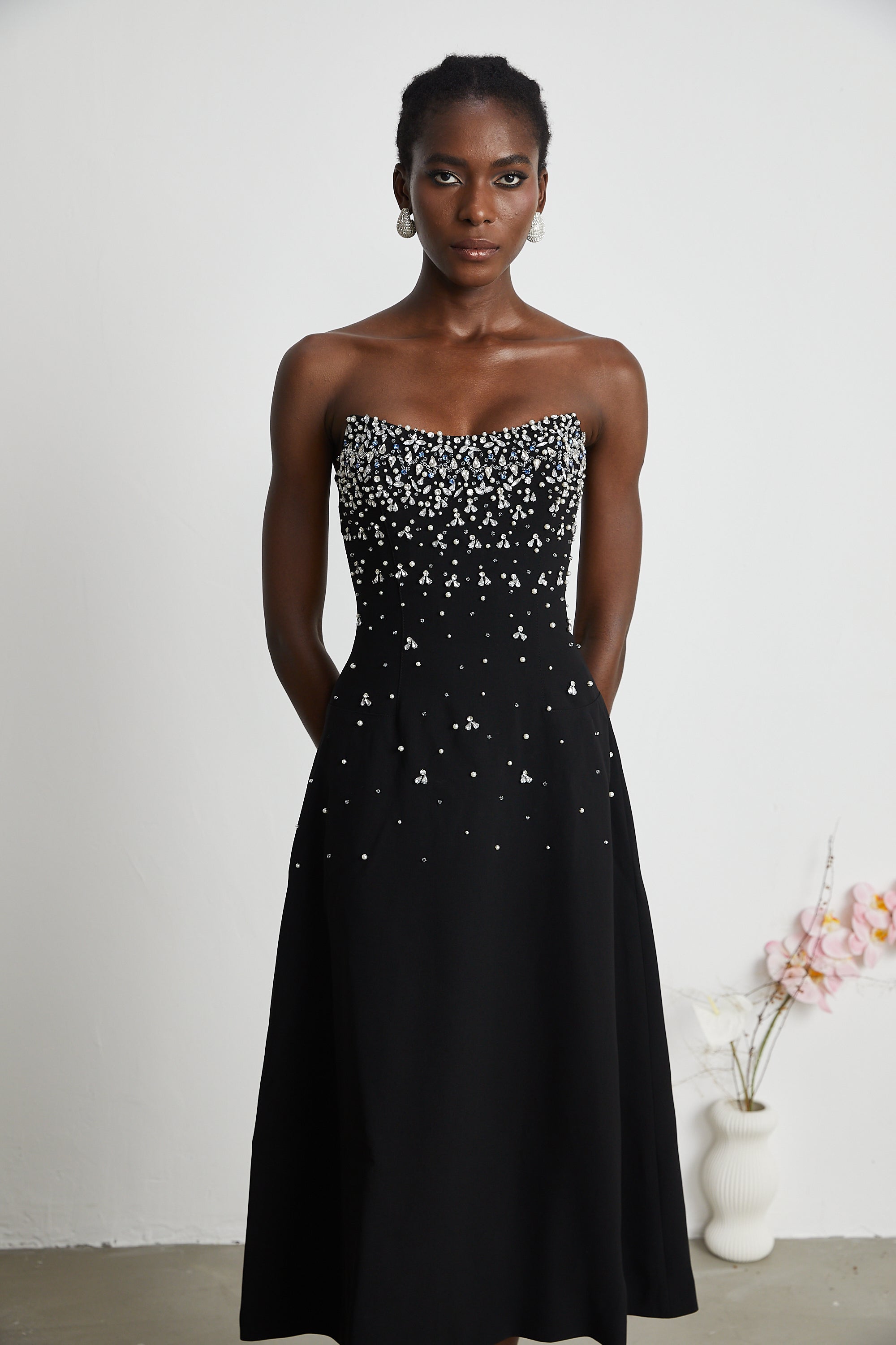 Melisande black embellished midi dress (Final Sale-US Only)