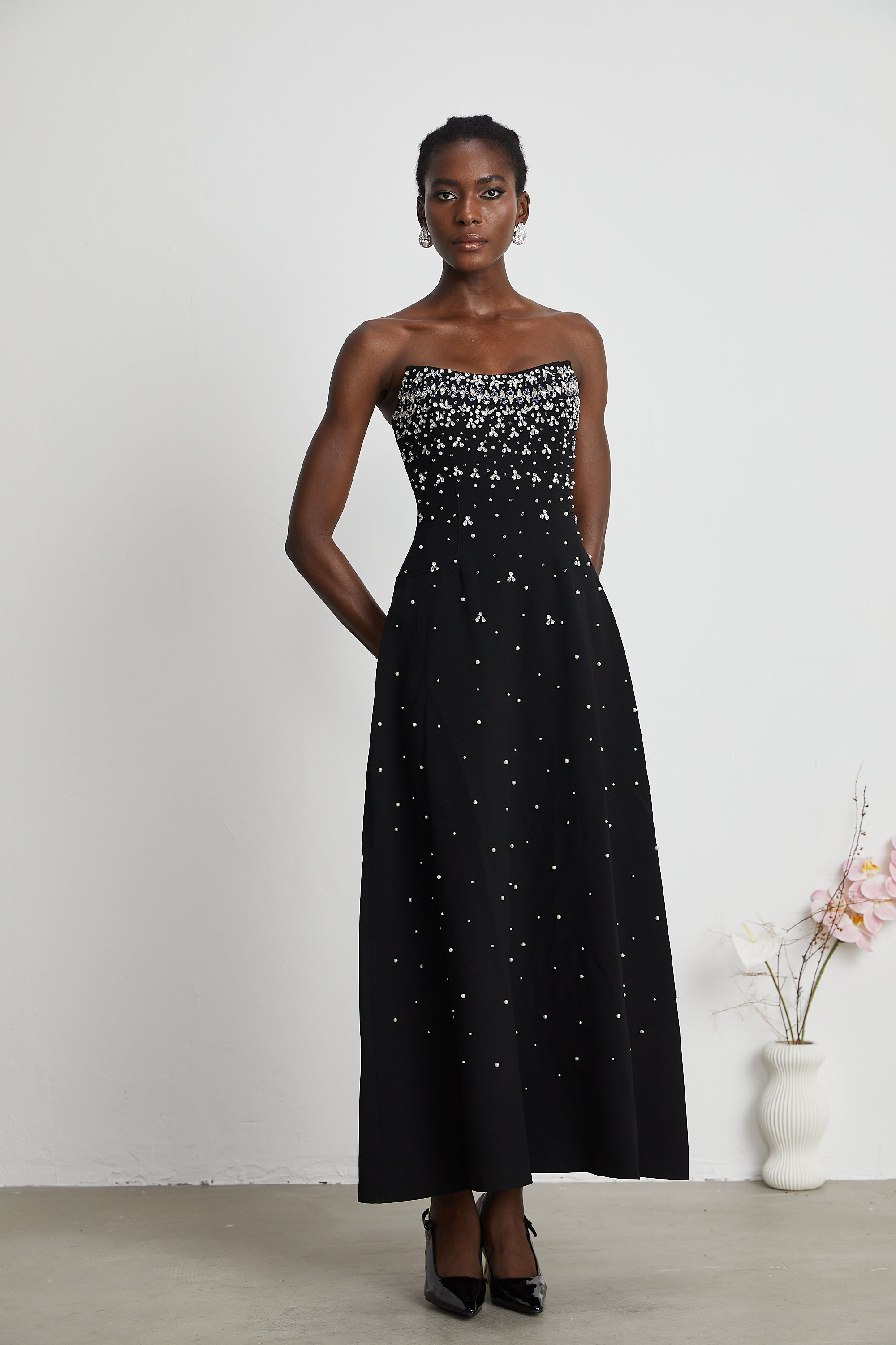 Melisande black embellished maxi dress