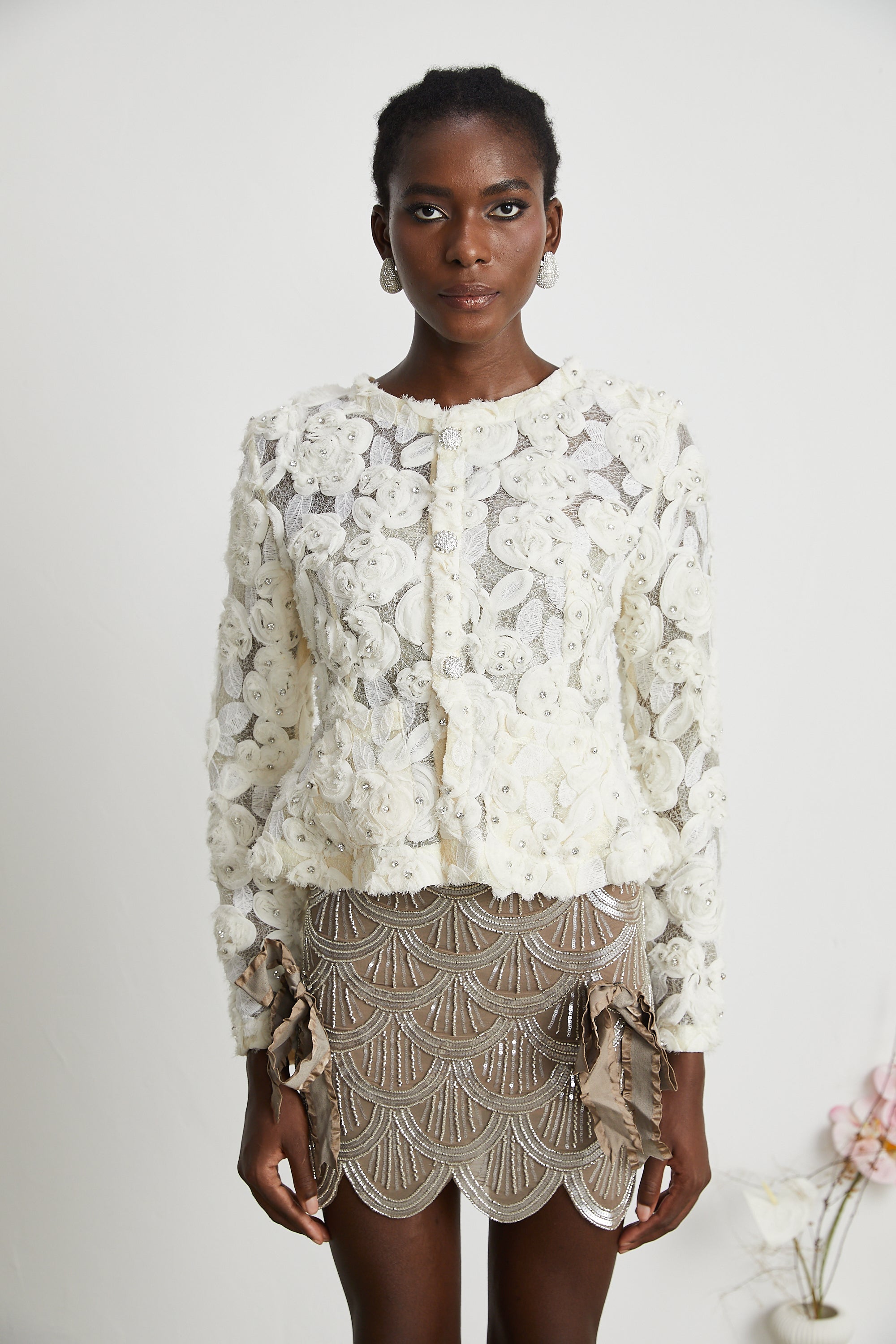 Marianne floral-appliqué embellished jacket