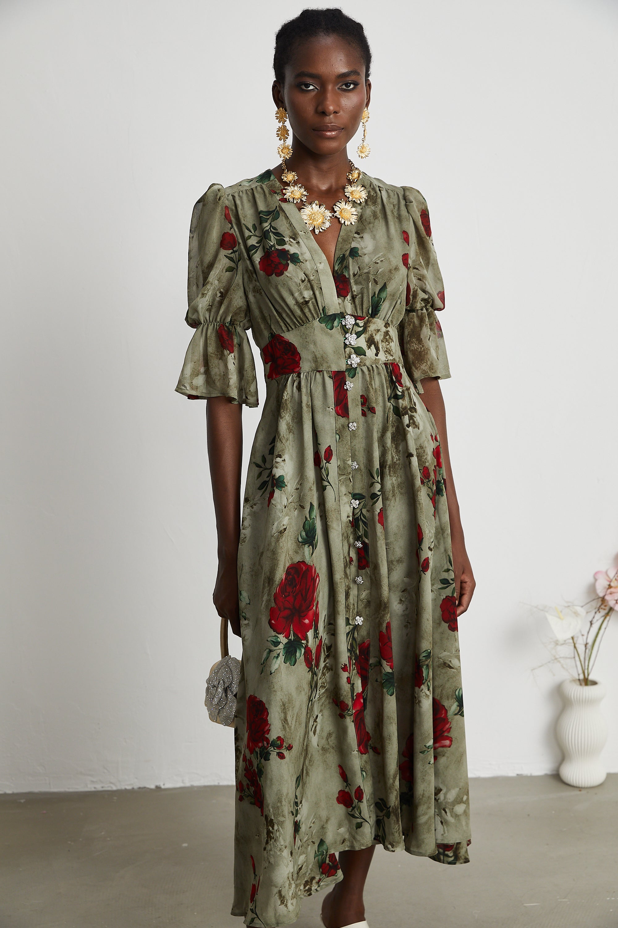 Mélisande floral-print V-neck midi dress (Final Sale-US Only)