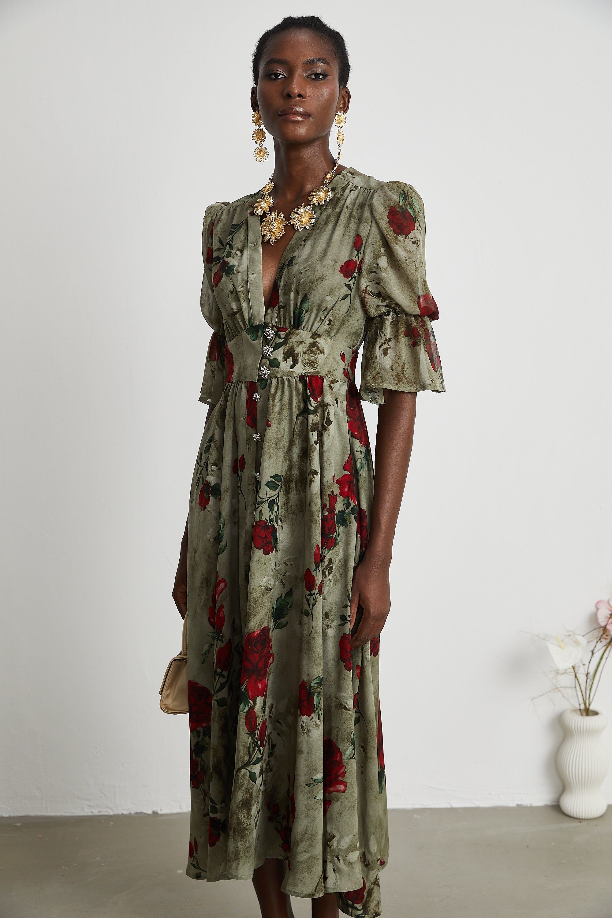 Mélisande floral-print V-neck midi dress (Final Sale-US Only)