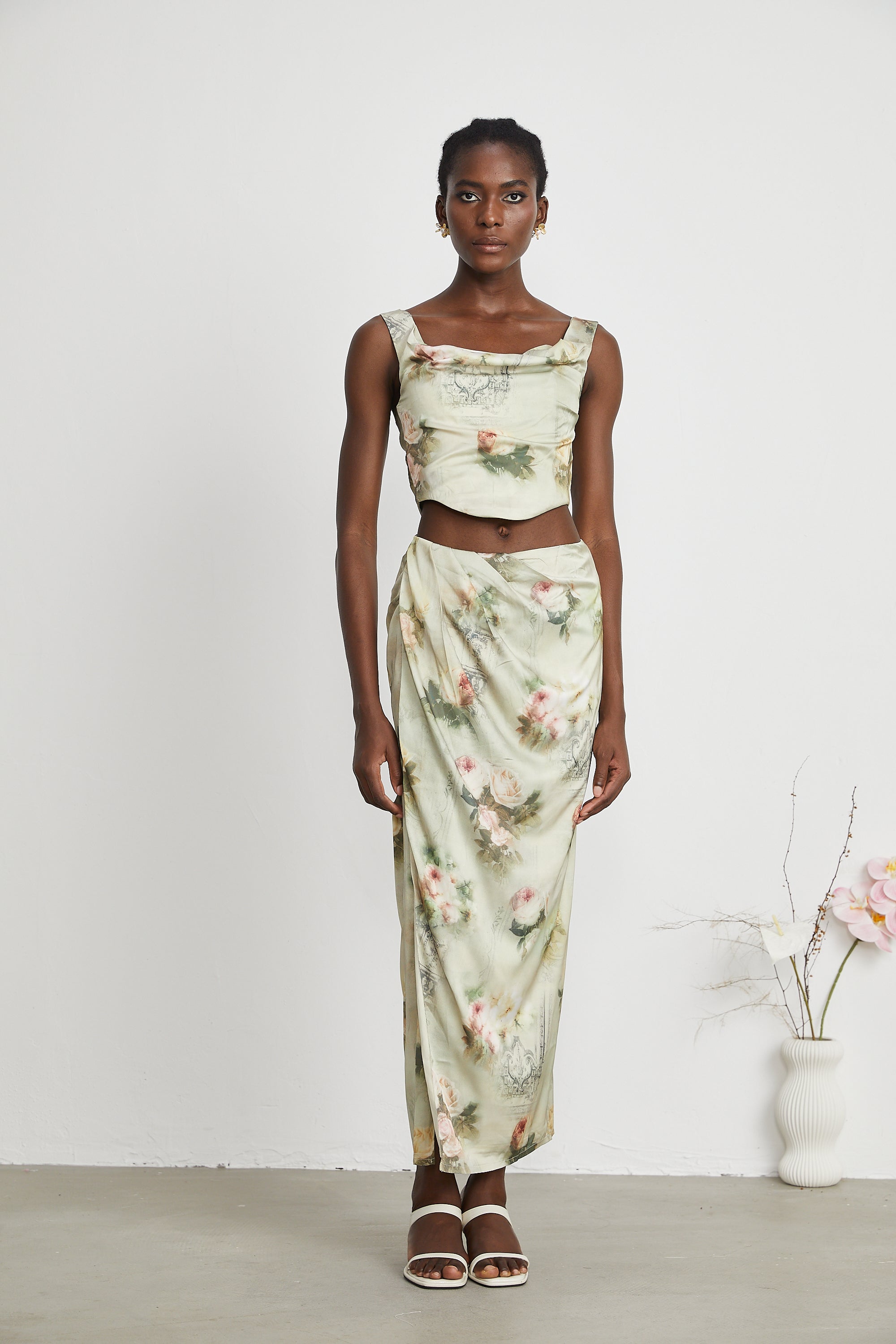 Viviane floral-print top & skirt matching set (Final Sale-US Only)