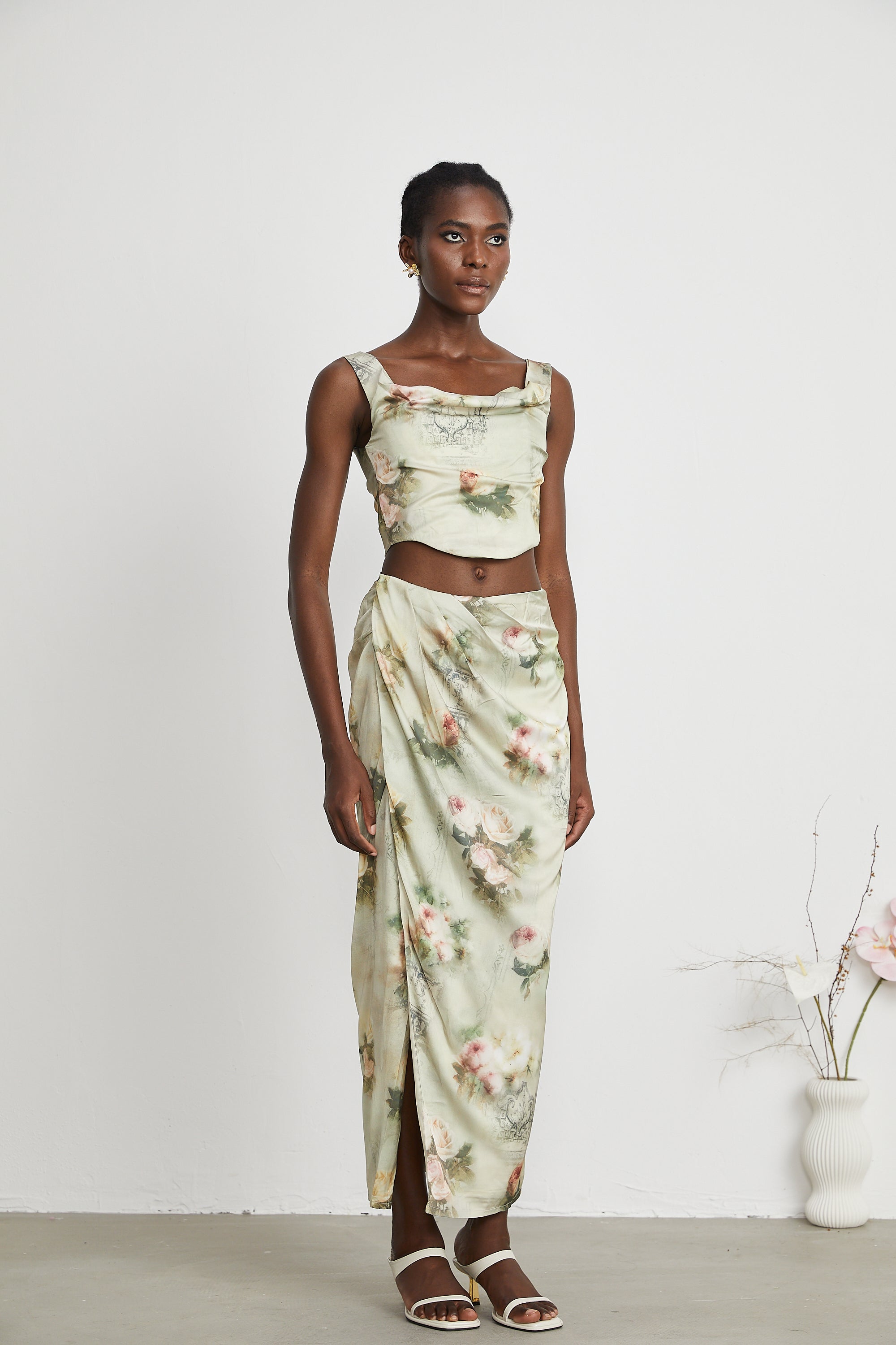 Viviane floral-print top & skirt matching set (Final Sale-US Only)