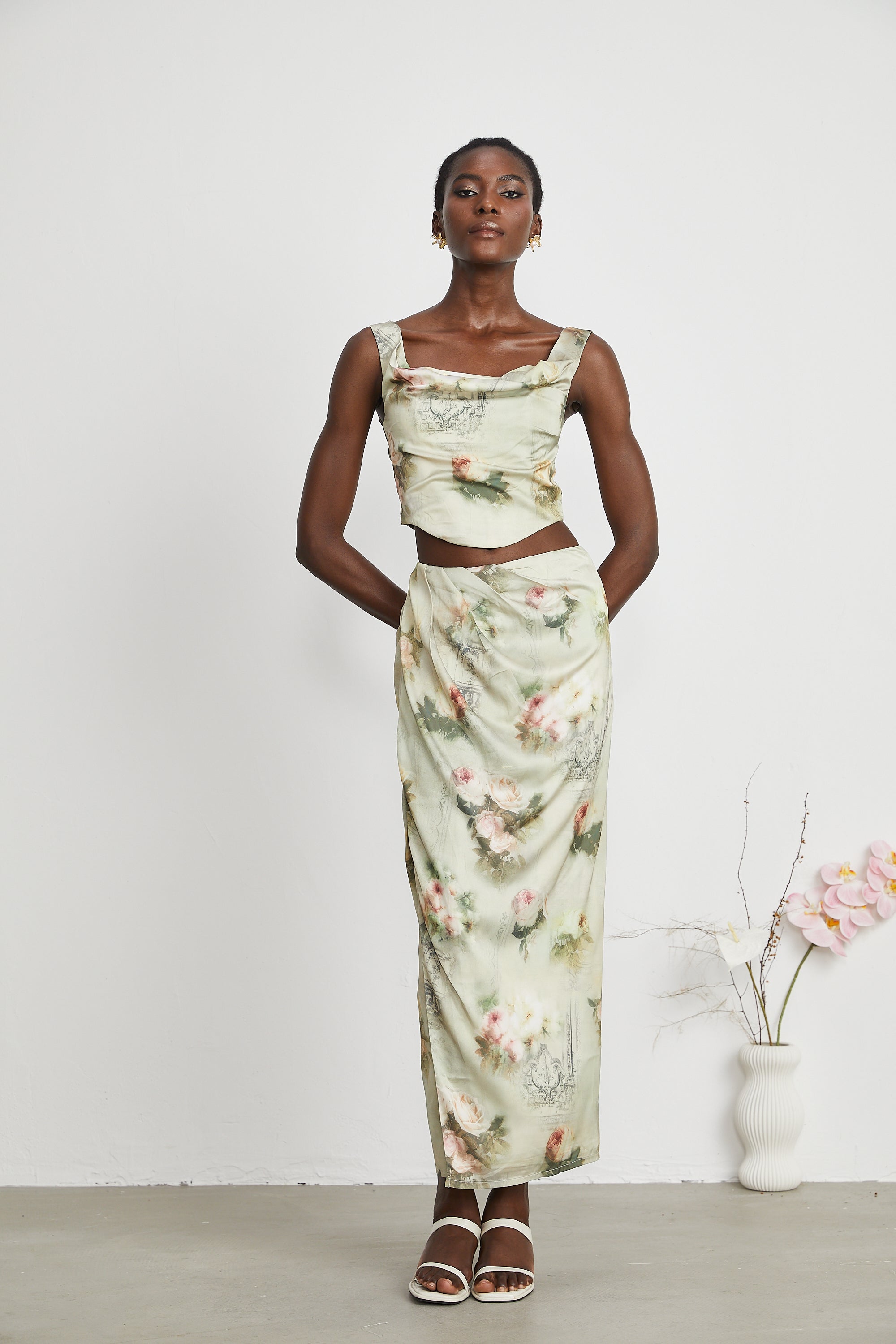 Viviane floral-print top & skirt matching set (US Only)