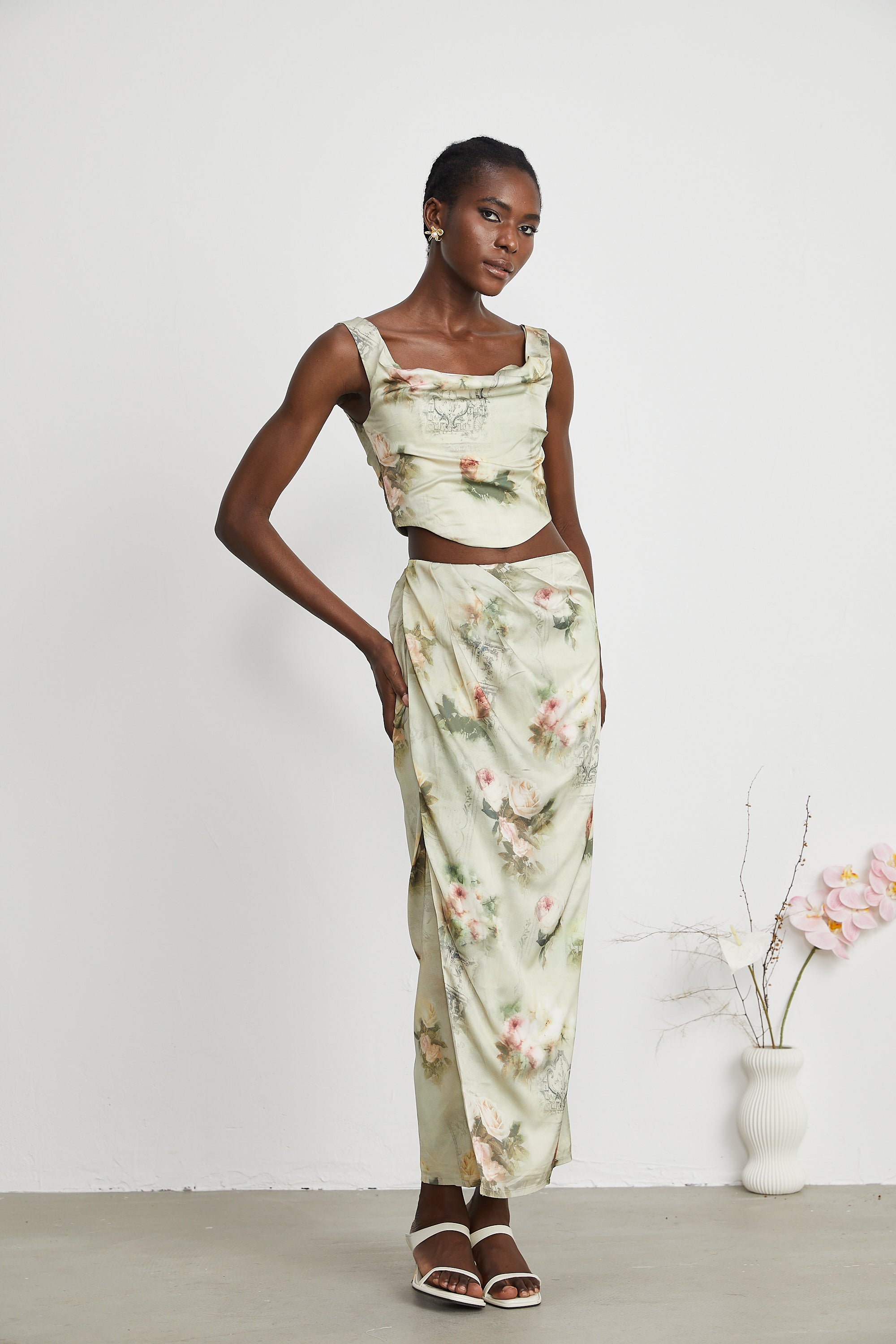 Viviane floral-print top & skirt matching set (Final Sale-US Only)