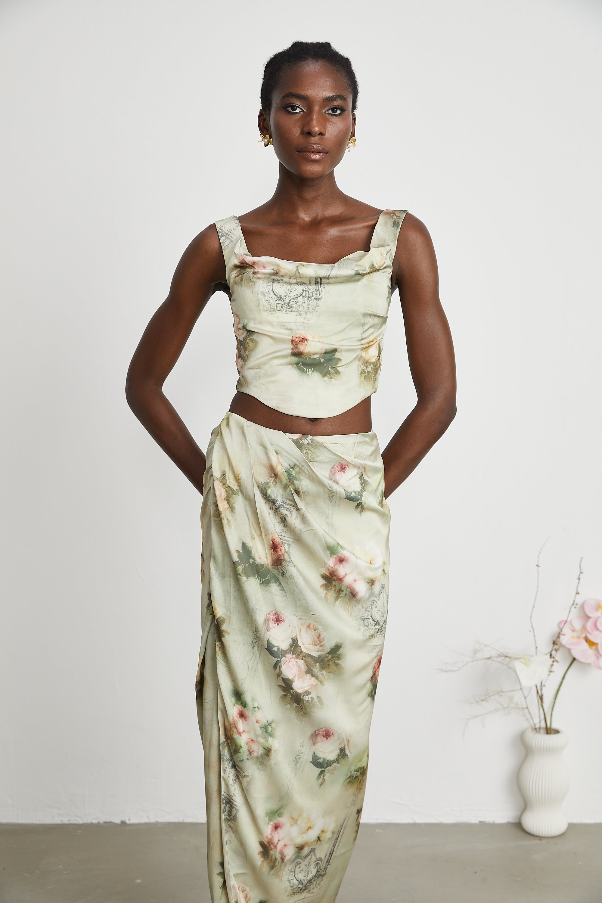 Viviane floral-print top & skirt matching set (Final Sale-US Only)