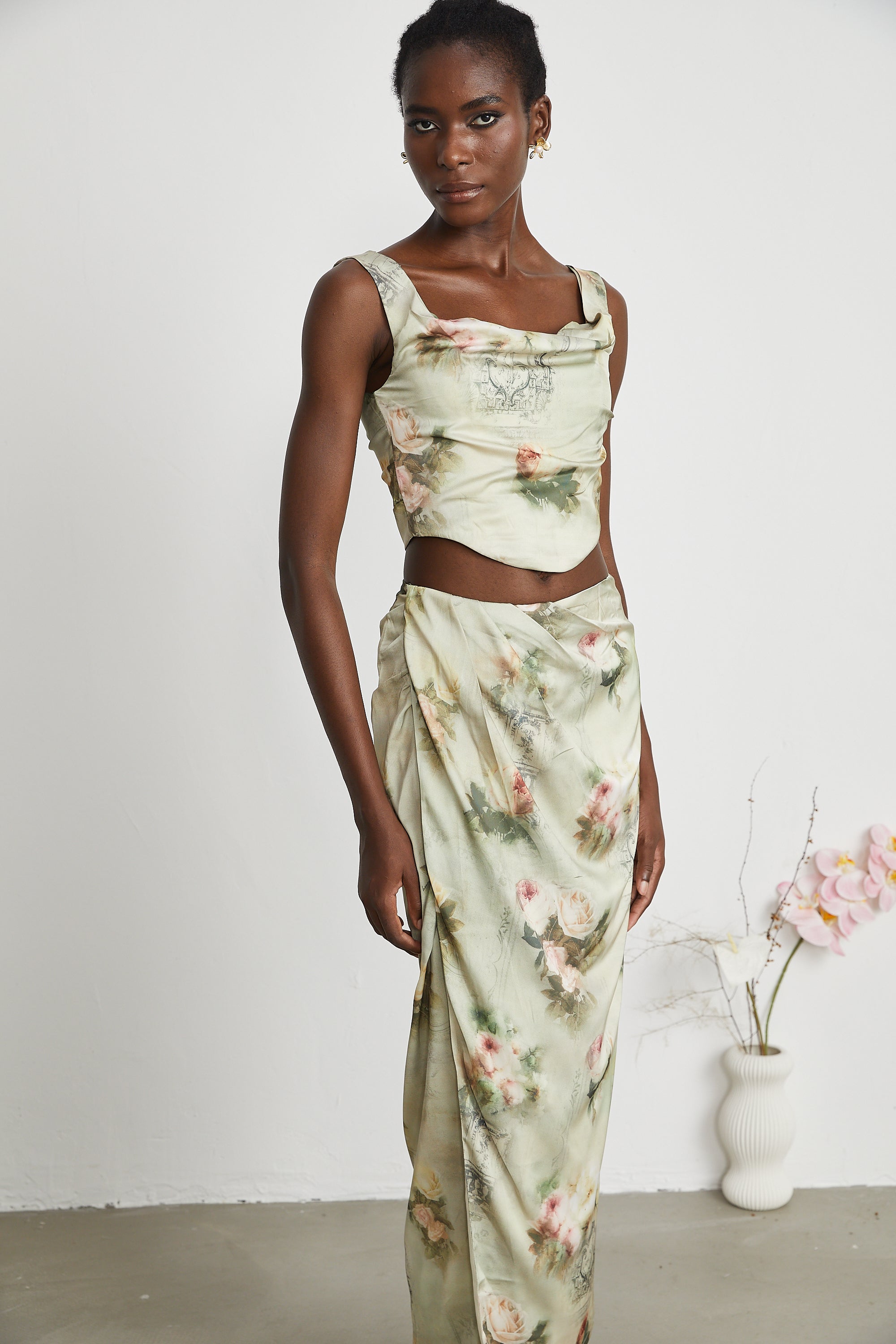 Viviane floral-print top & skirt matching set (US Only)