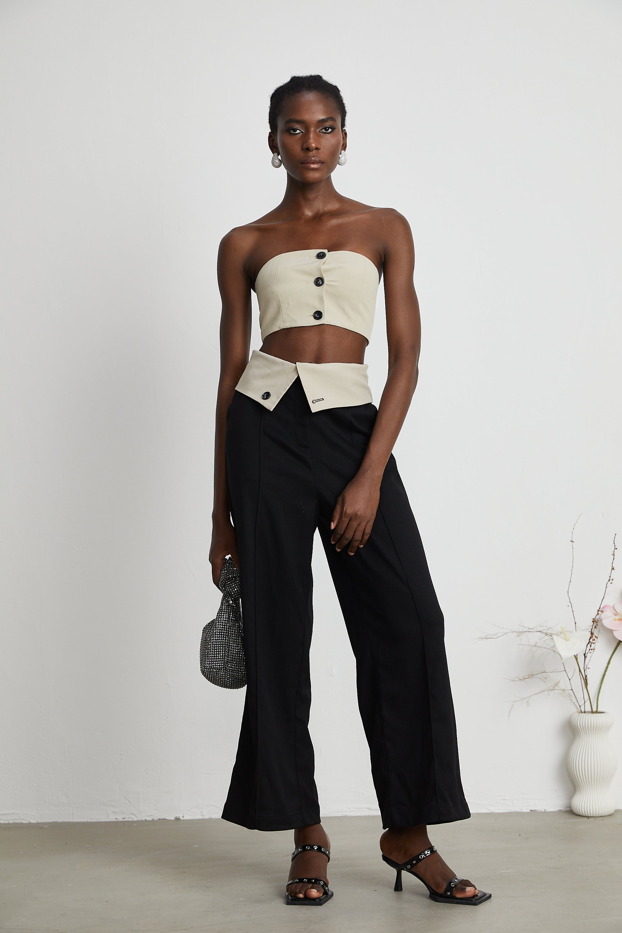 Naomi crop top & trousers matching set