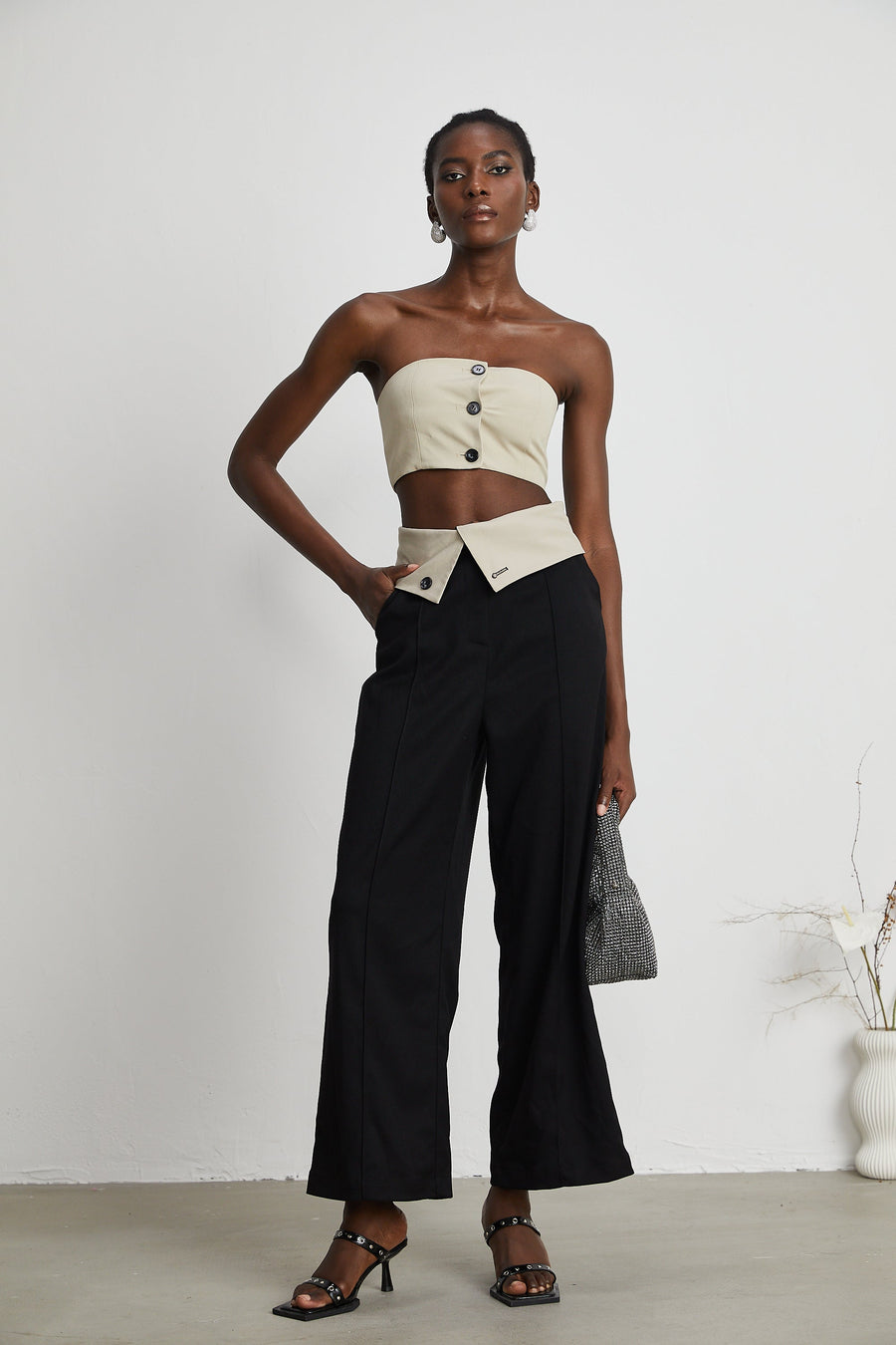 Naomi crop top & trousers matching set