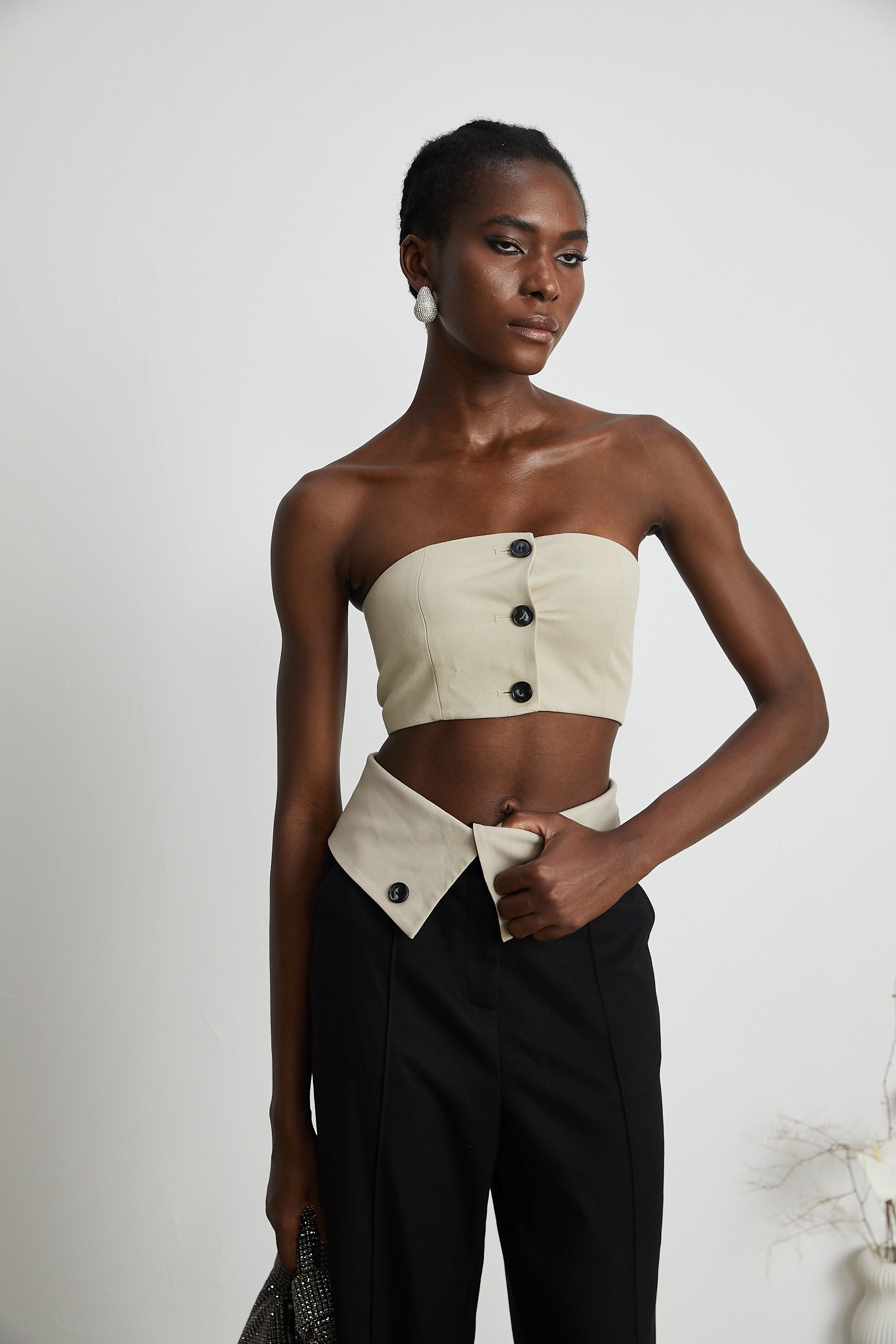 Naomi crop top & trousers matching set