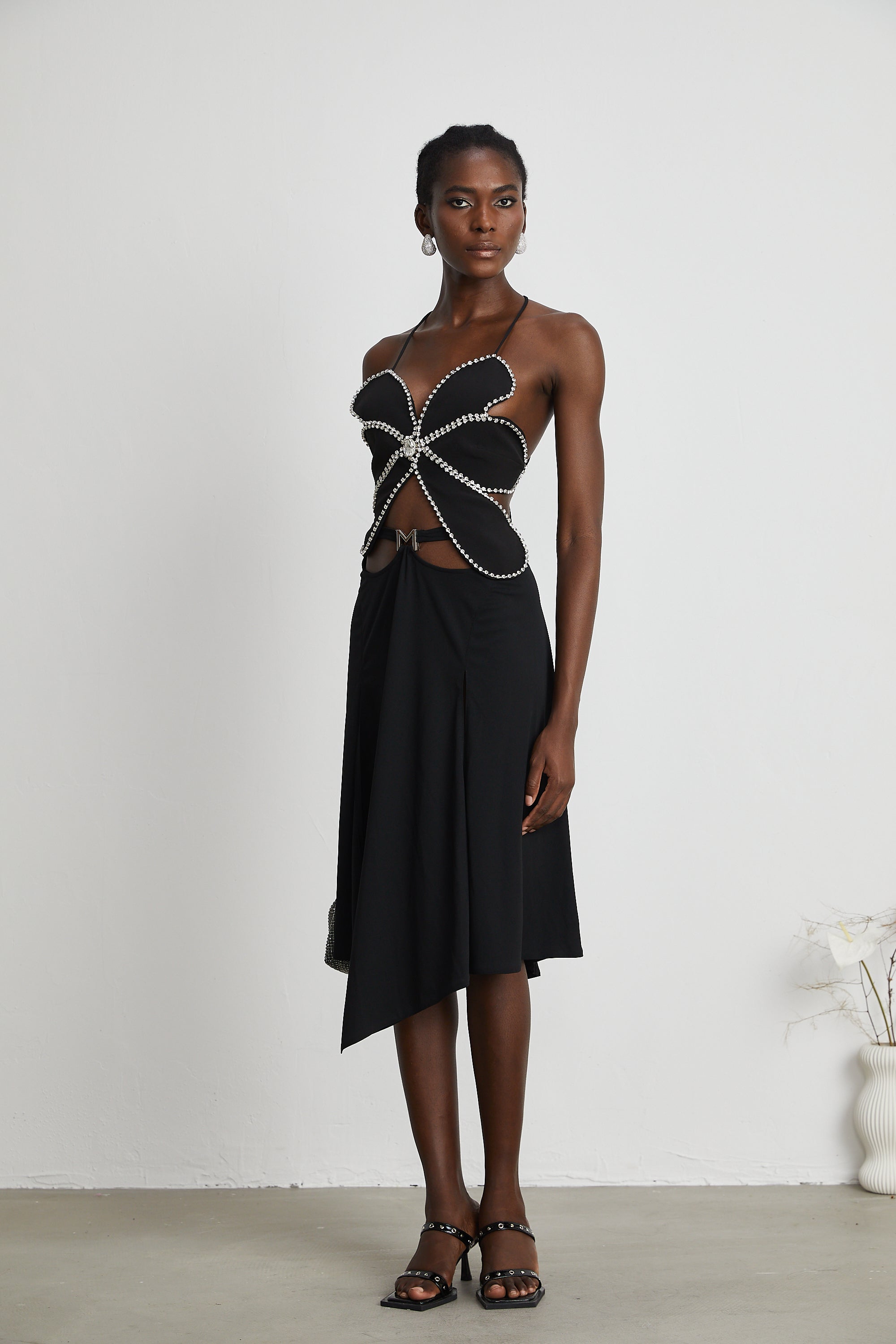 Caribe logo-plaque midi skirt - Black