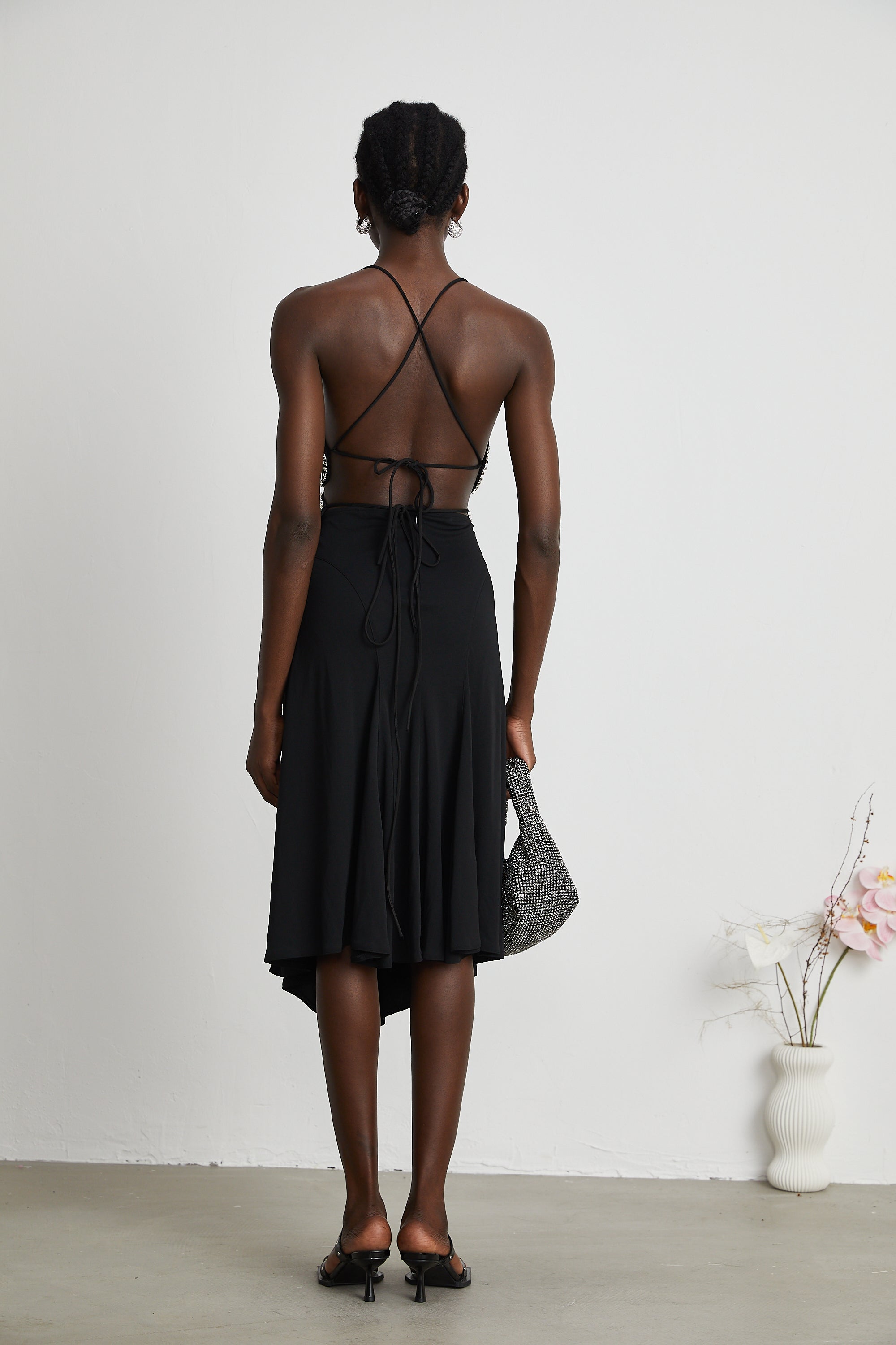 Caribe logo-plaque midi skirt - Black