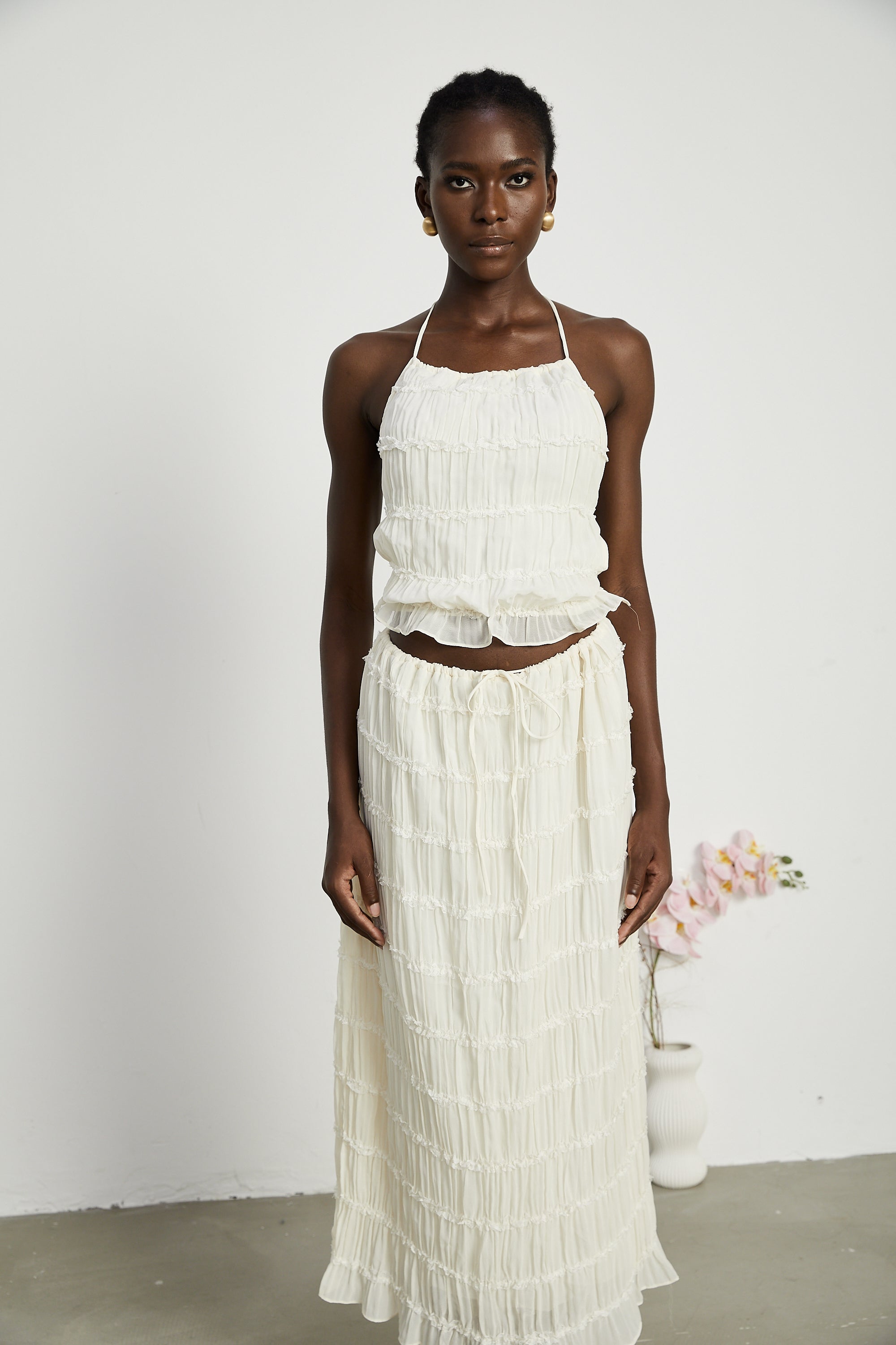 Alyssa pleated top & skirt matching set (Final Sale-US Only)