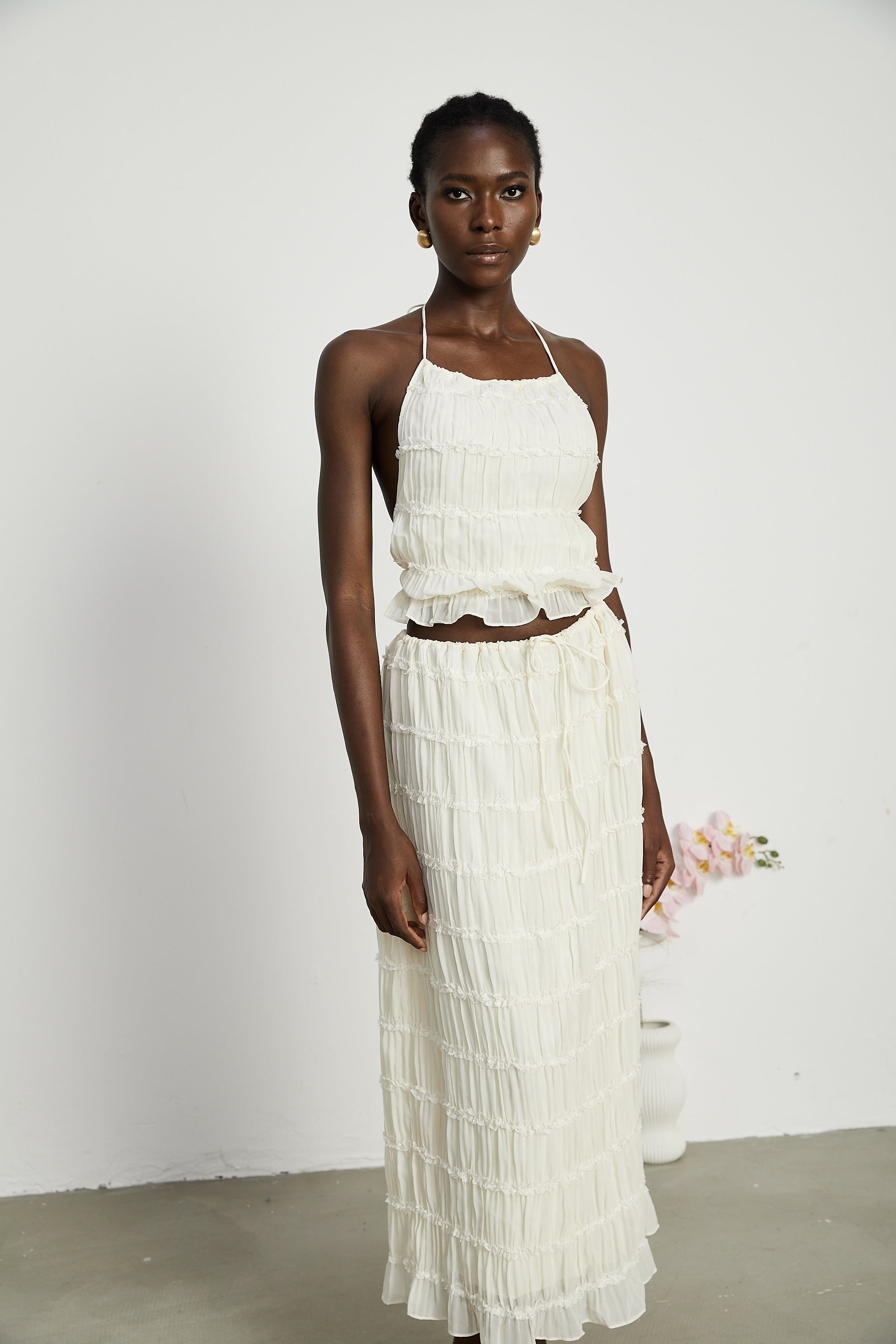 Alyssa pleated top & skirt matching set (Final Sale-US Only)