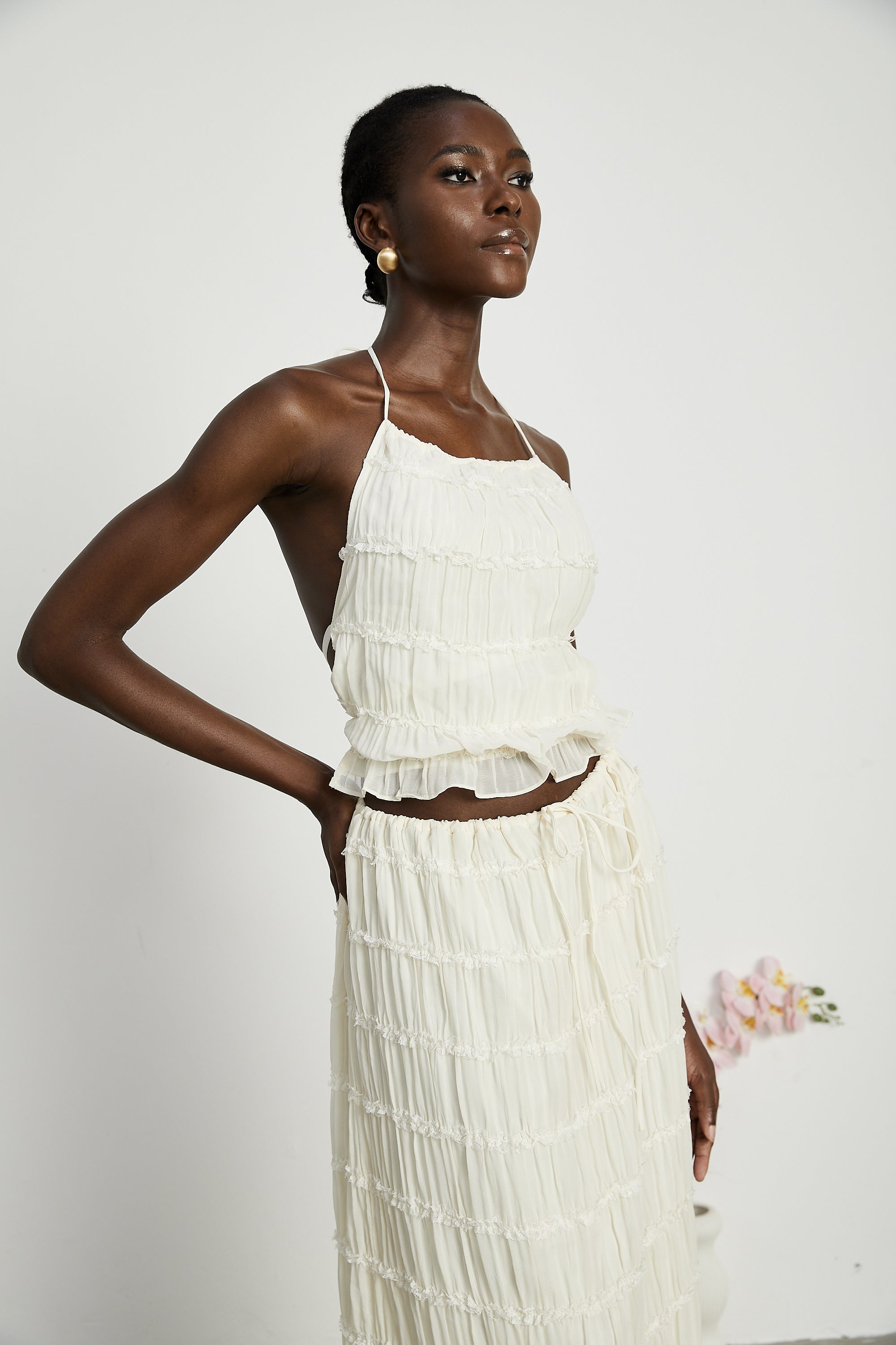 Alyssa pleated top & skirt matching set (Final Sale-US Only)