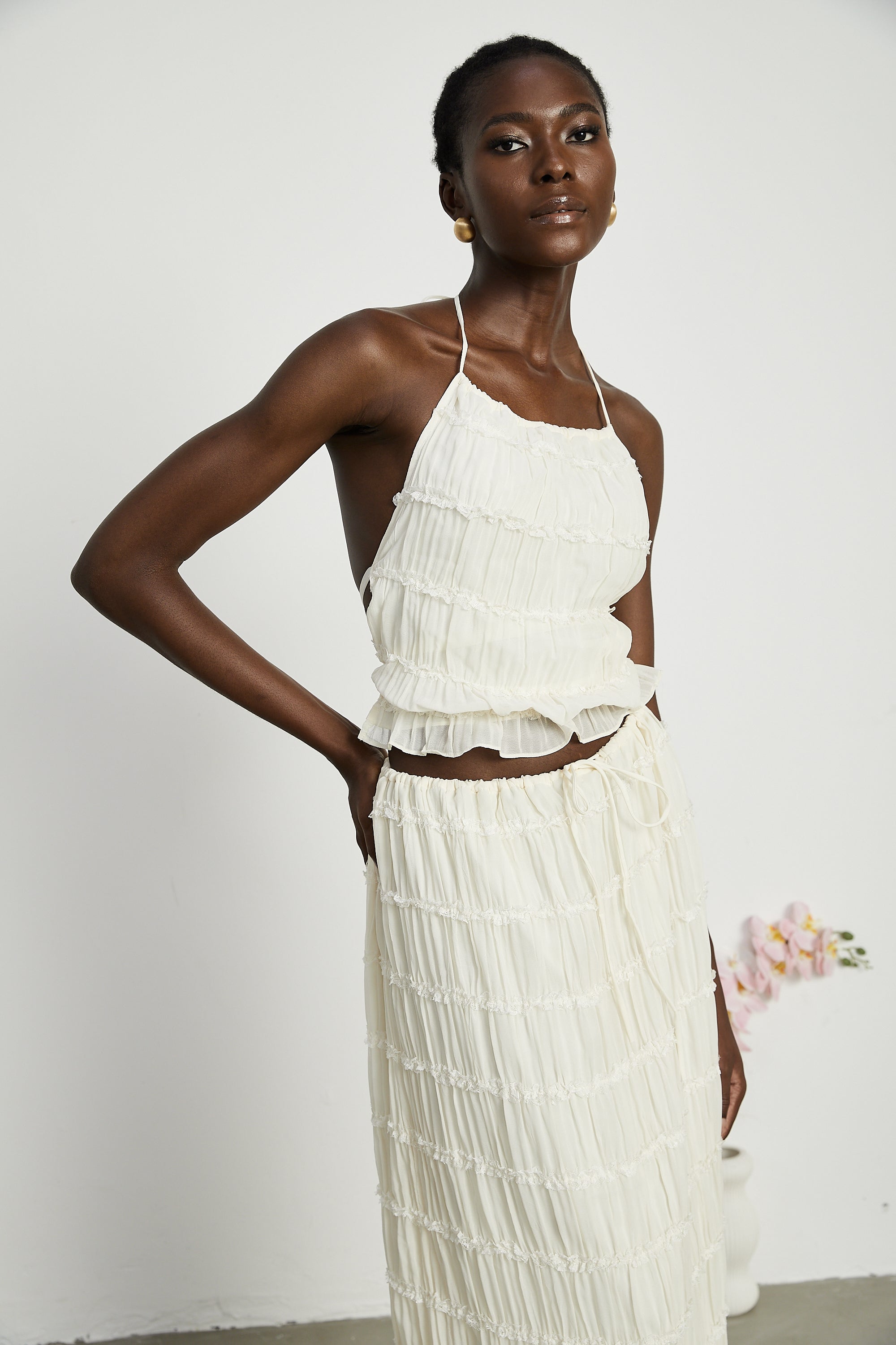 Alyssa pleated top & skirt matching set (Final Sale-US Only)