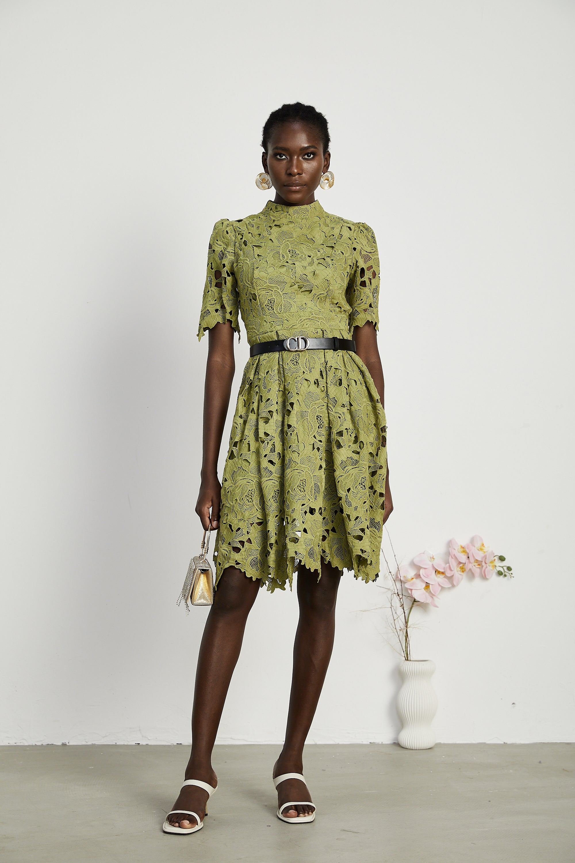 Valérie cut-out embroidered mini dress