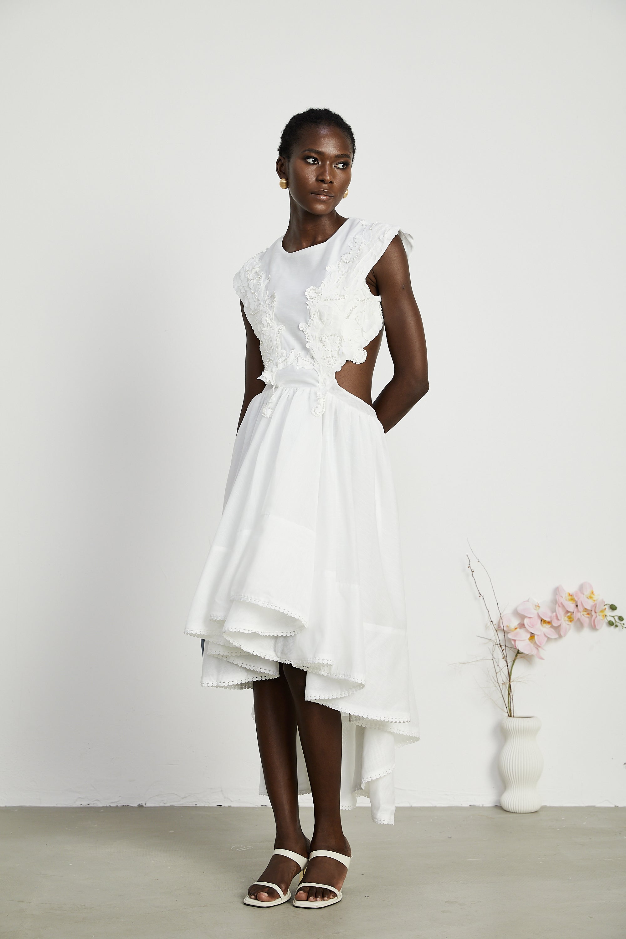 Clémence faux-pearl embellished midi dress (US Only)