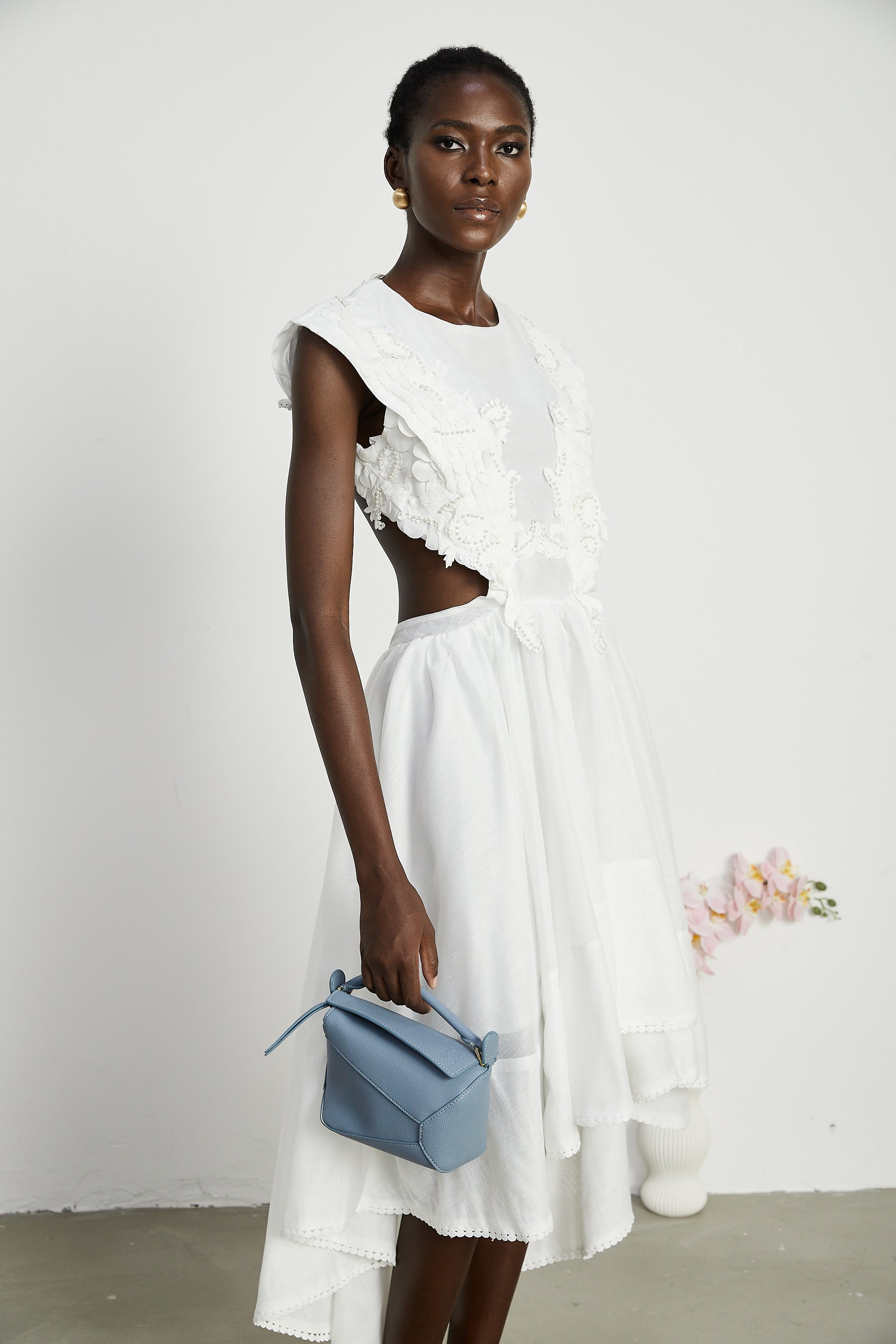 Clémence faux-pearl embellished midi dress (US Only)