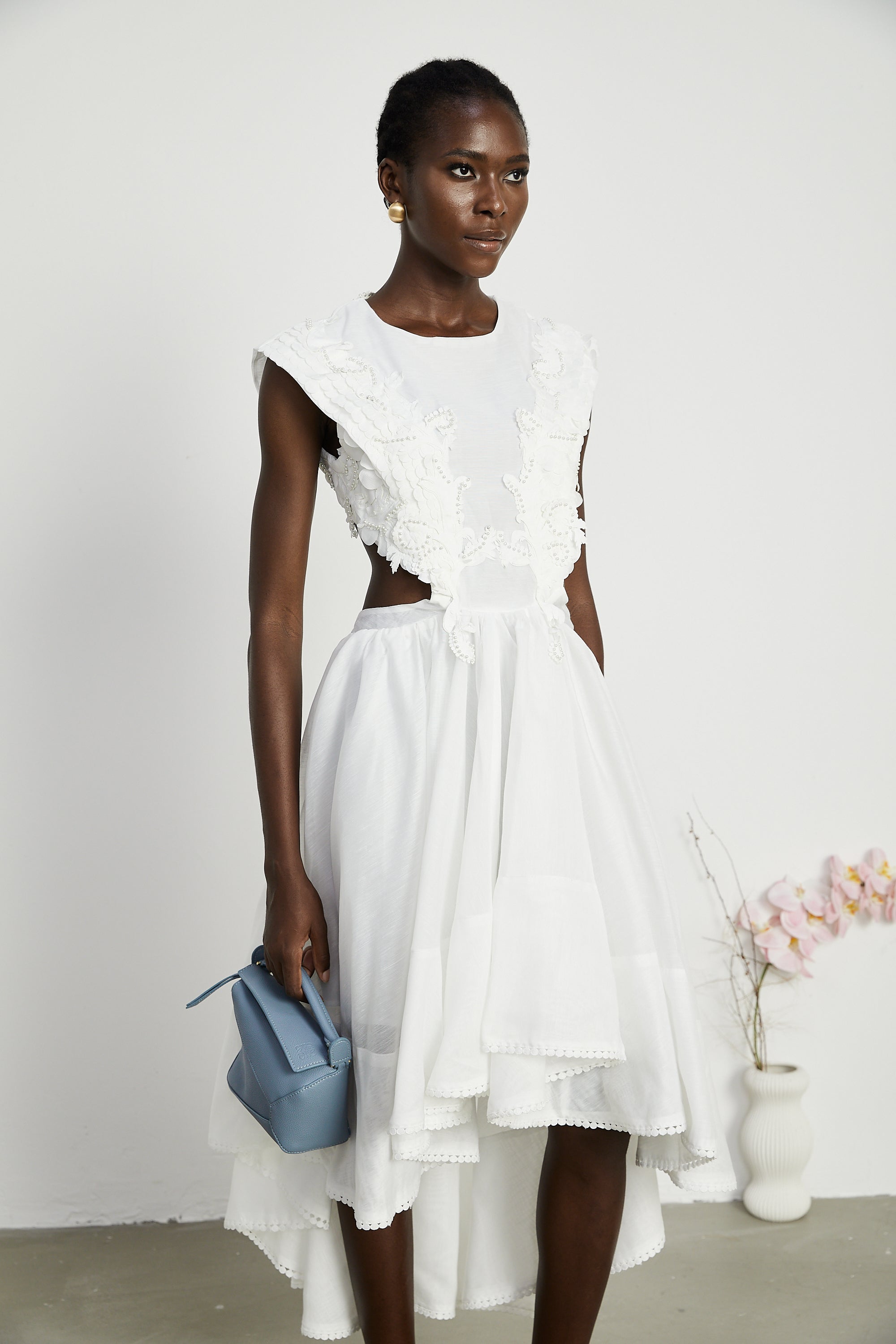 Clémence faux-pearl embellished midi dress (US Only)