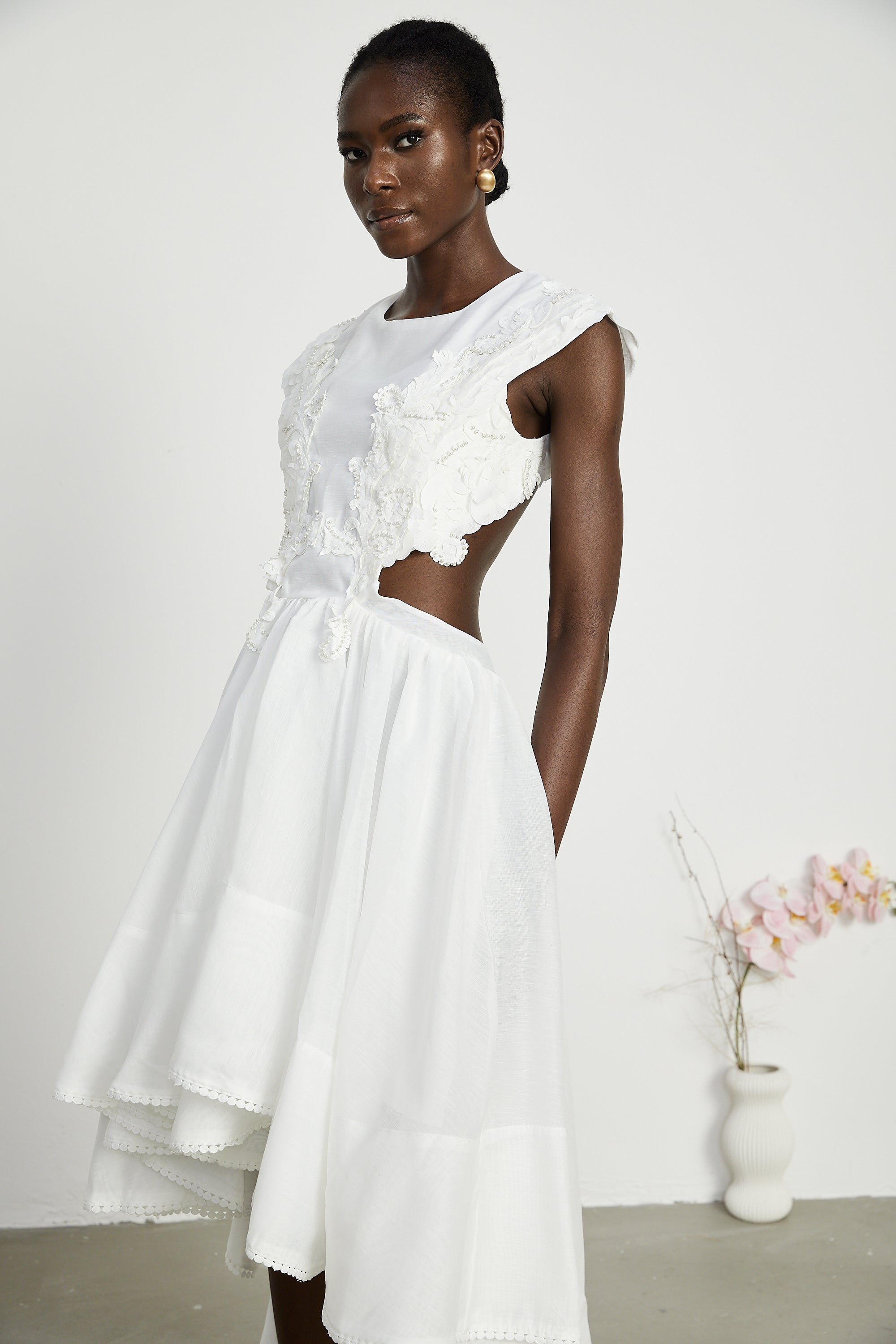 Clémence faux-pearl embellished midi dress (US Only)