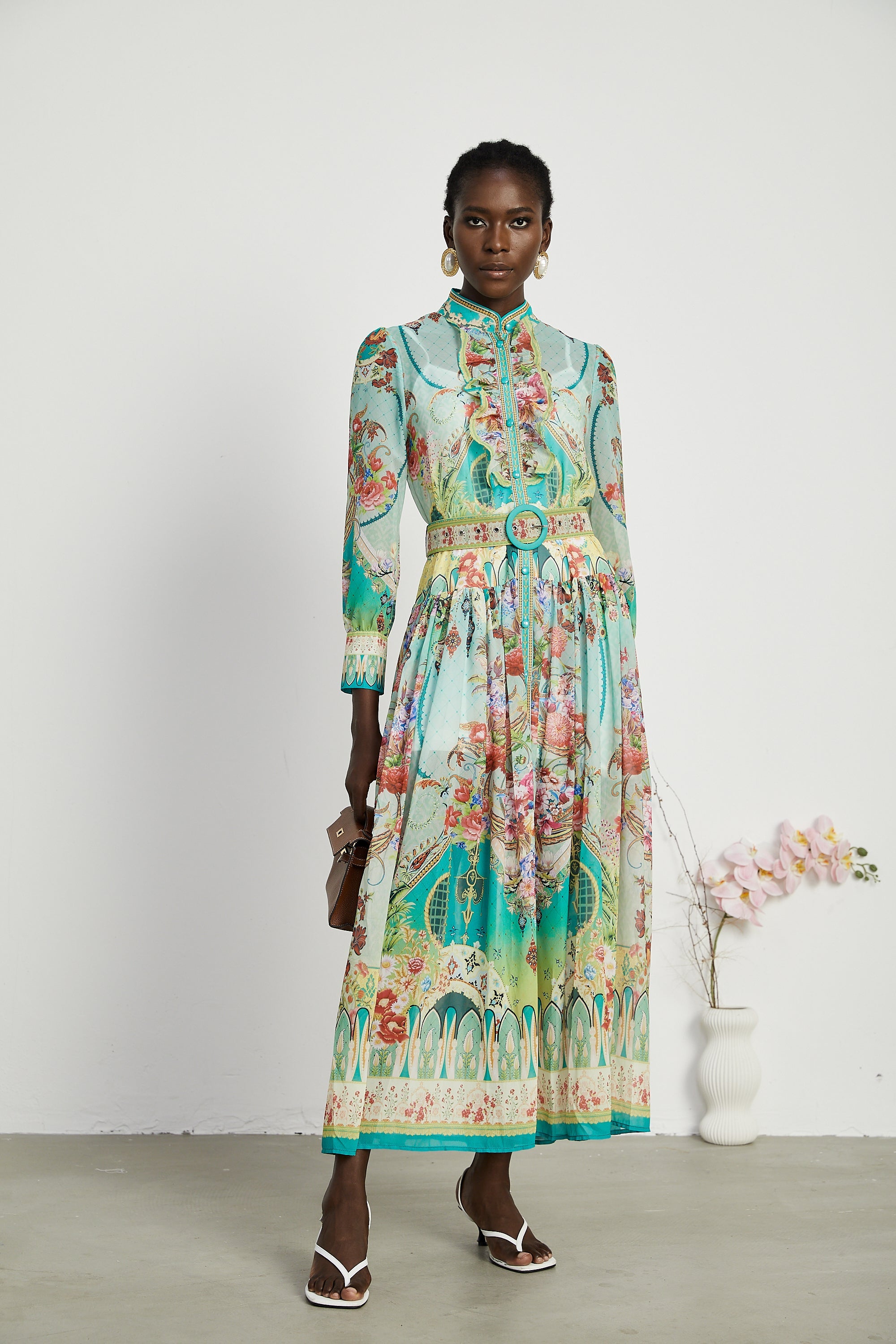 Juliette floral-print flounce-hem midi dress (Final Sale-US Only)