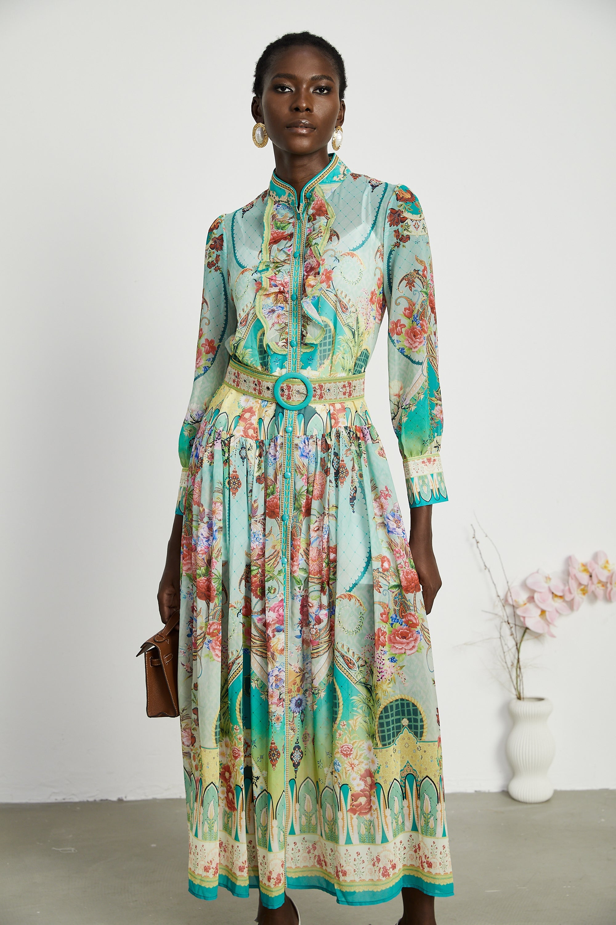 Juliette floral-print flounce-hem midi dress (Final Sale-US Only)