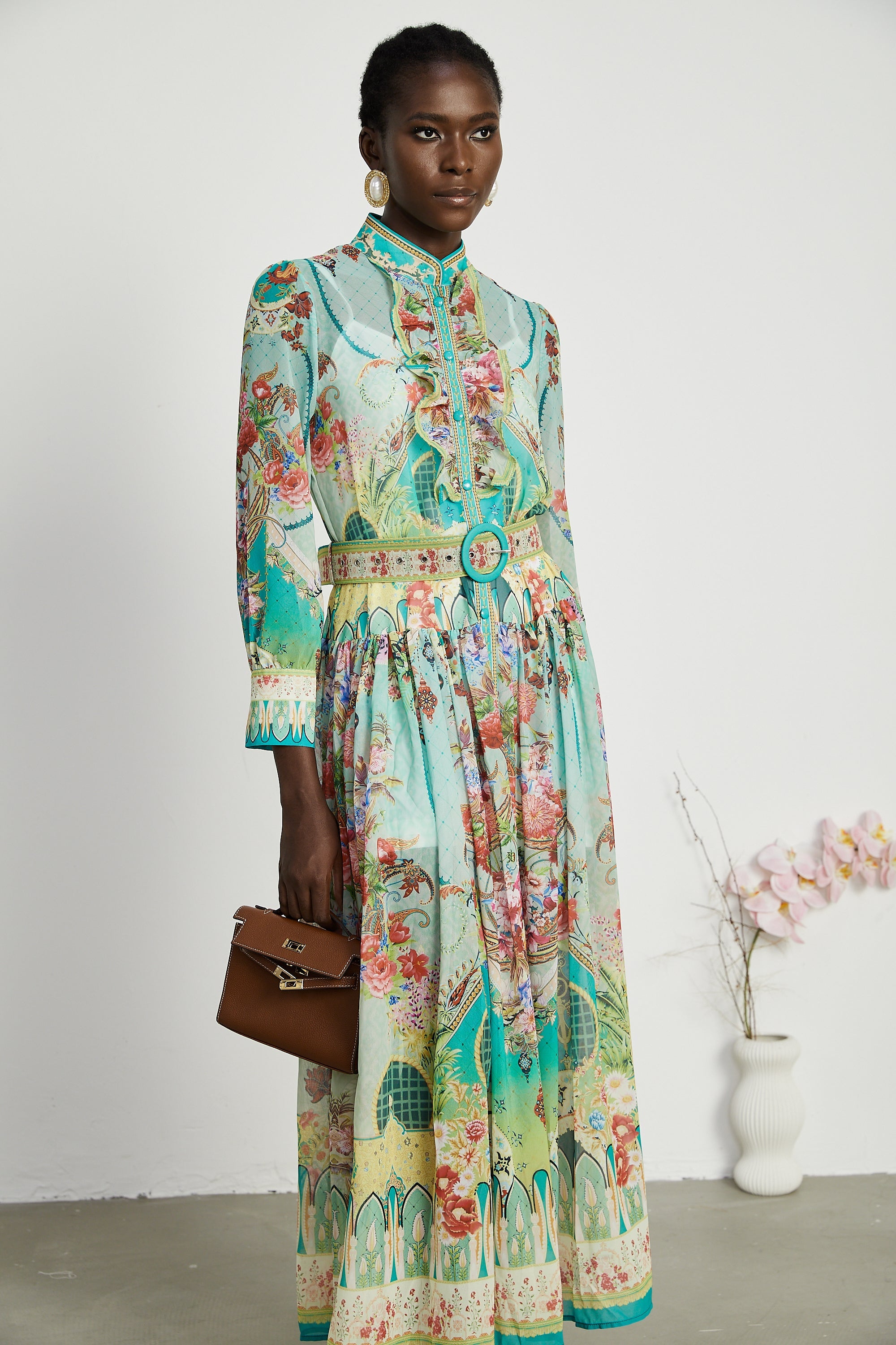 Juliette floral-print flounce-hem midi dress (Final Sale-US Only)