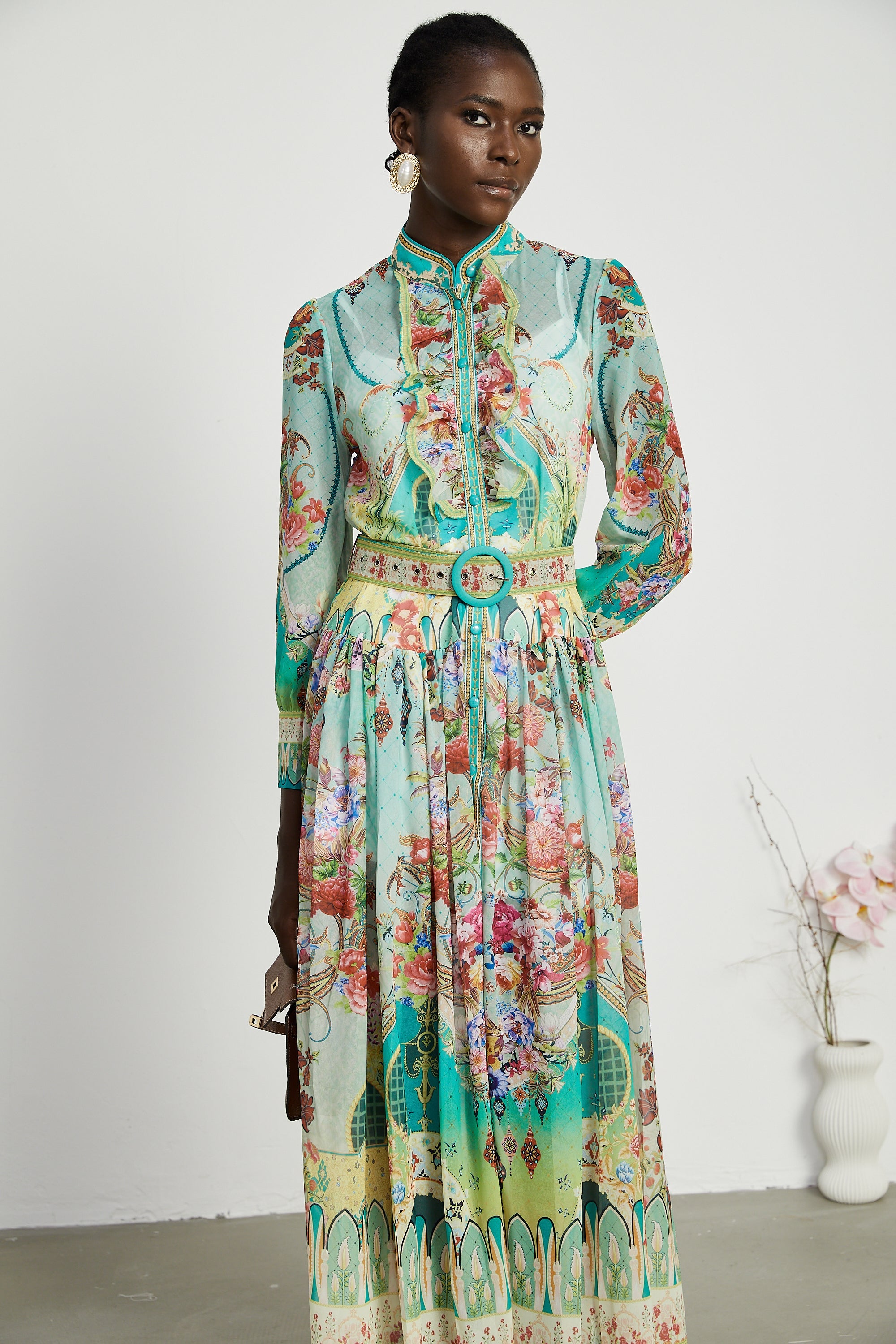Juliette floral-print flounce-hem midi dress (Final Sale-US Only)