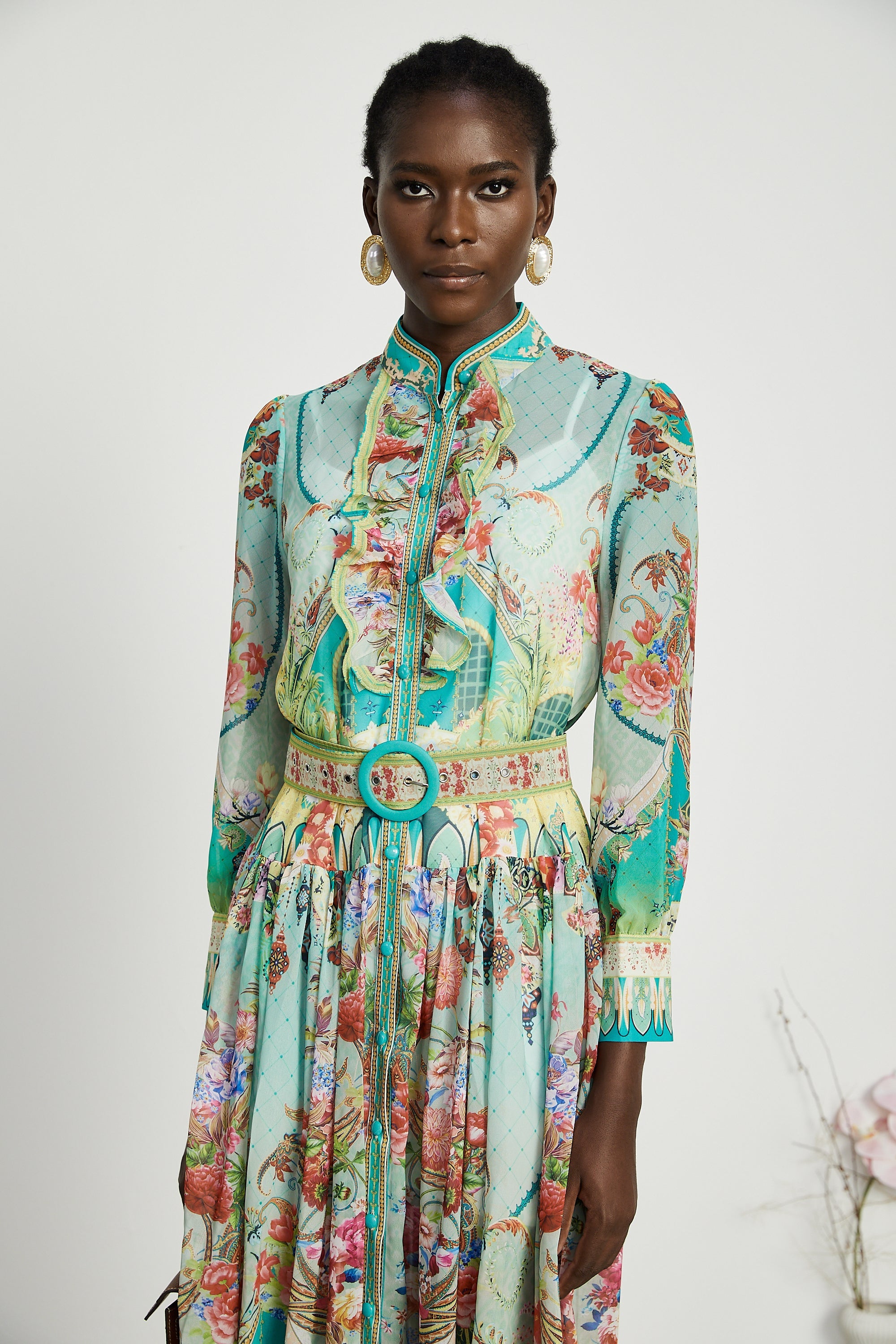 Juliette floral-print flounce-hem midi dress (Final Sale-US Only)