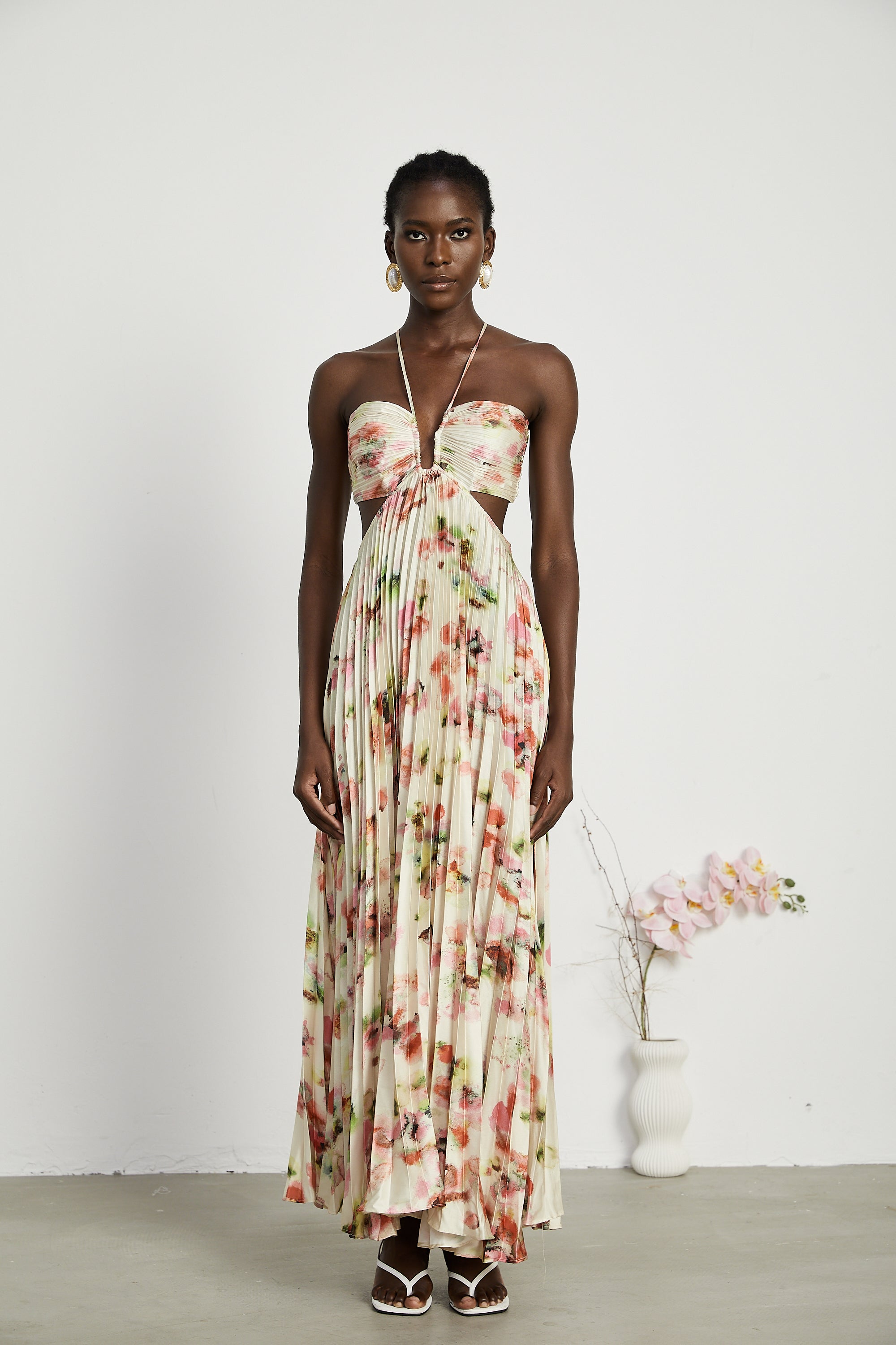 Andréa cut-out floral-print pleated maxi dress (Final Sale-US Only)