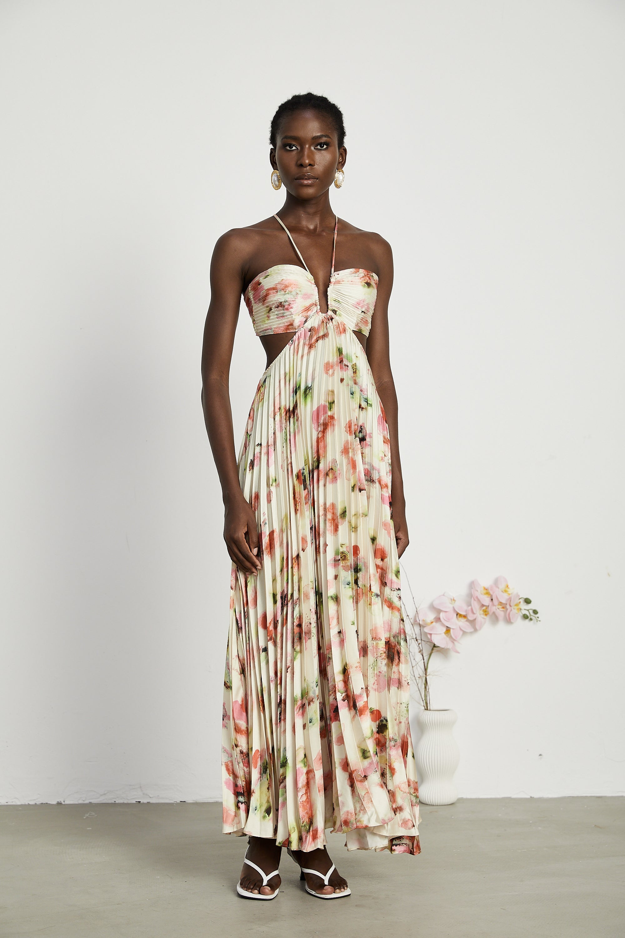 Andréa cut-out floral-print pleated maxi dress (Final Sale-US Only)