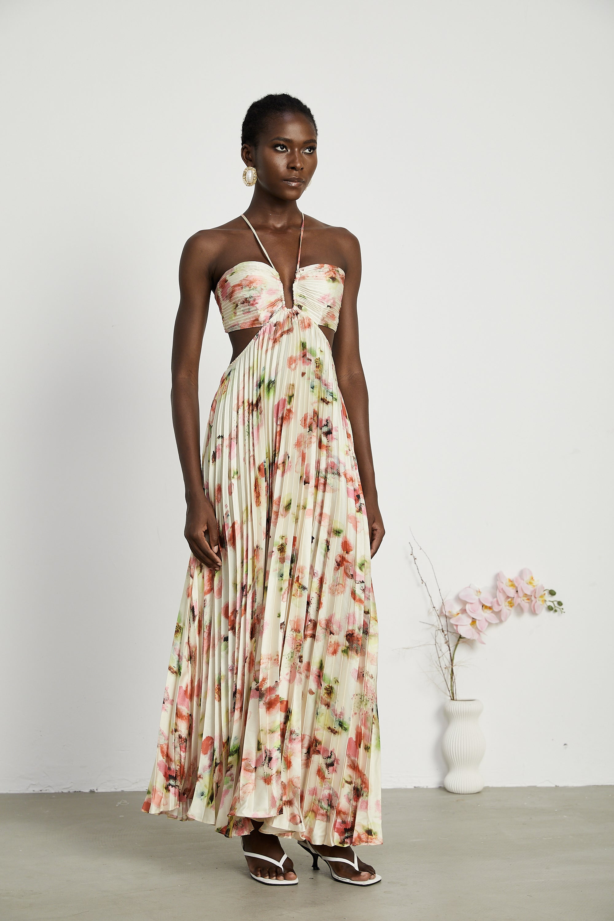 Andréa cut-out floral-print pleated maxi dress (Final Sale-US Only)