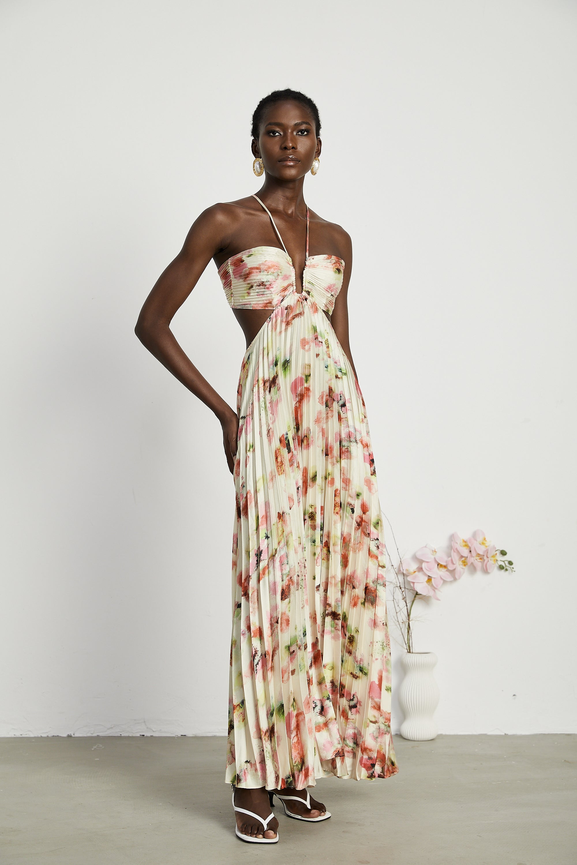 Andréa cut-out floral-print pleated maxi dress (Final Sale-US Only)