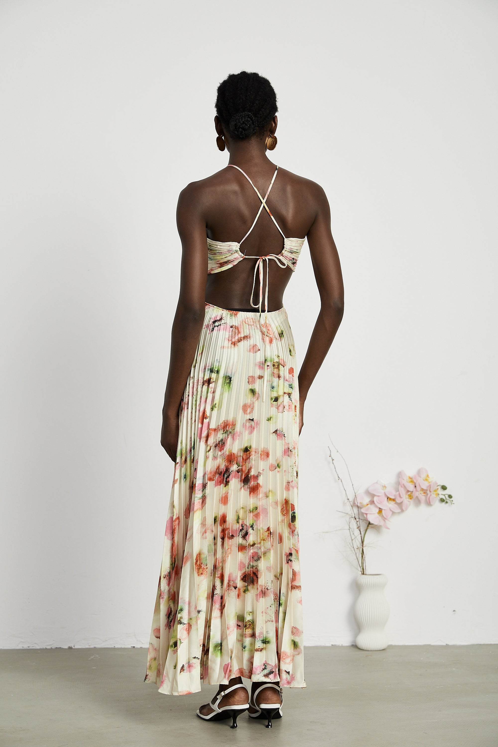 Andréa cut-out floral-print pleated maxi dress (Final Sale-US Only)
