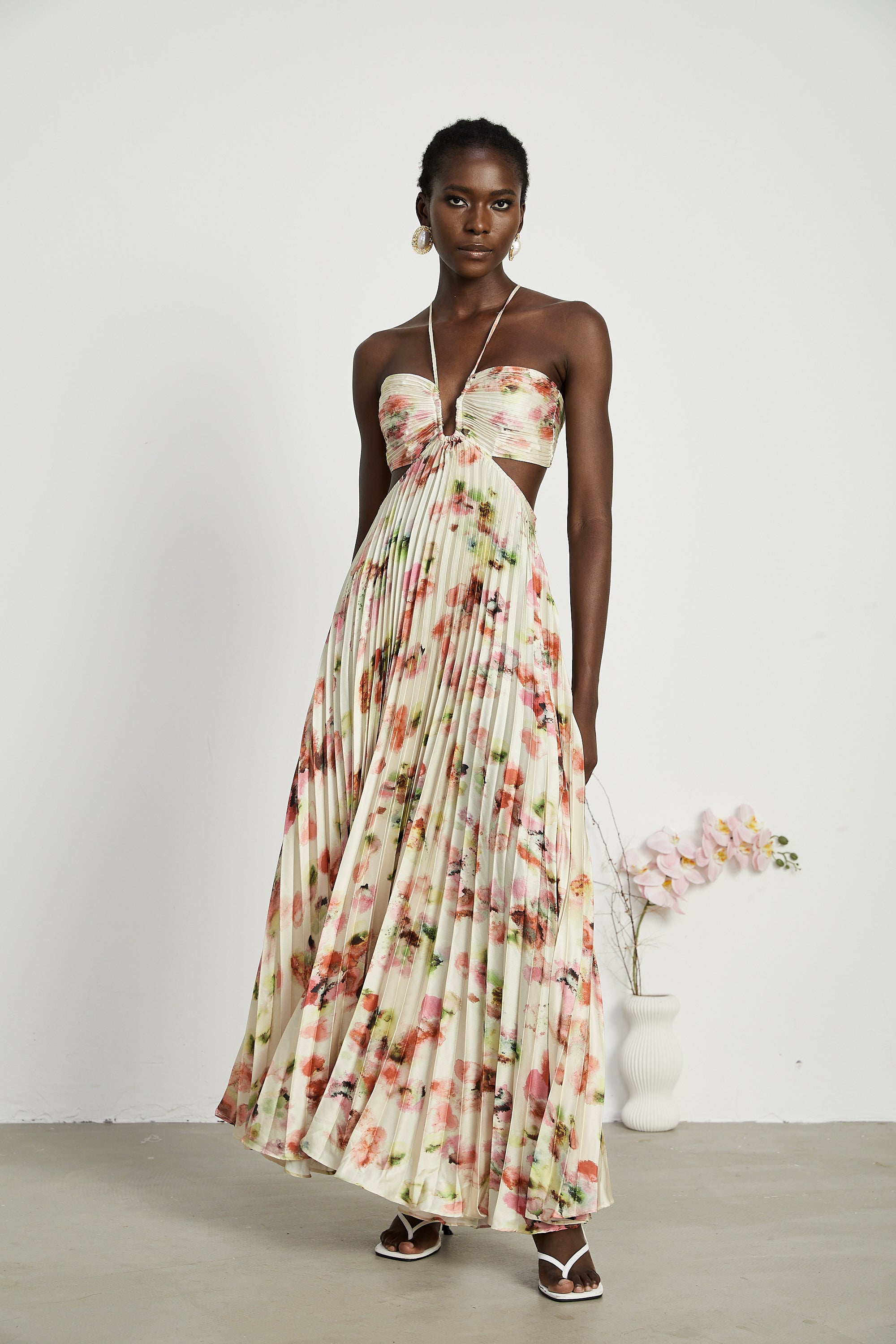 Andréa cut-out floral-print pleated maxi dress (Final Sale-US Only)