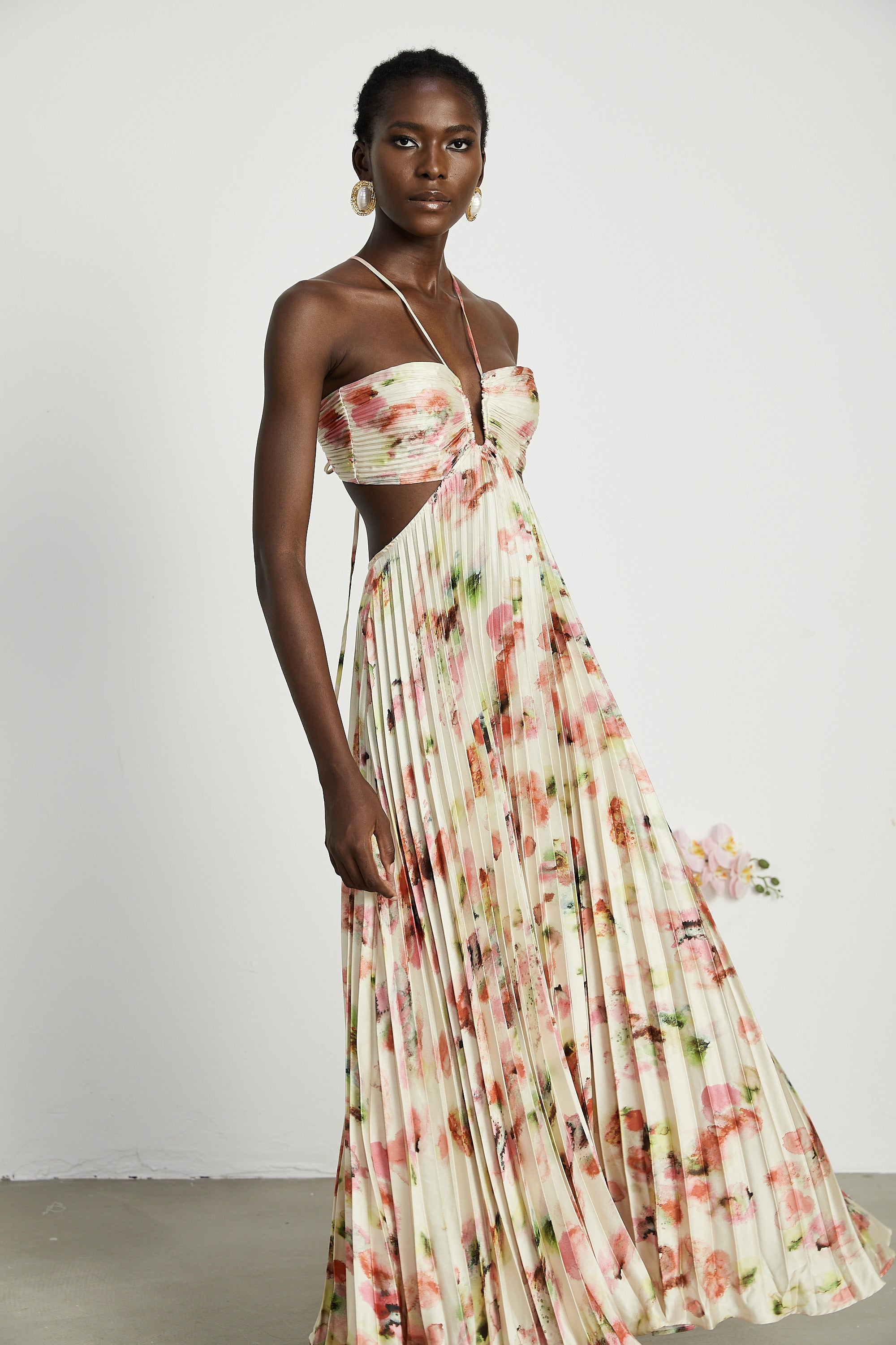 Andréa cut-out floral-print pleated maxi dress (Final Sale-US Only)