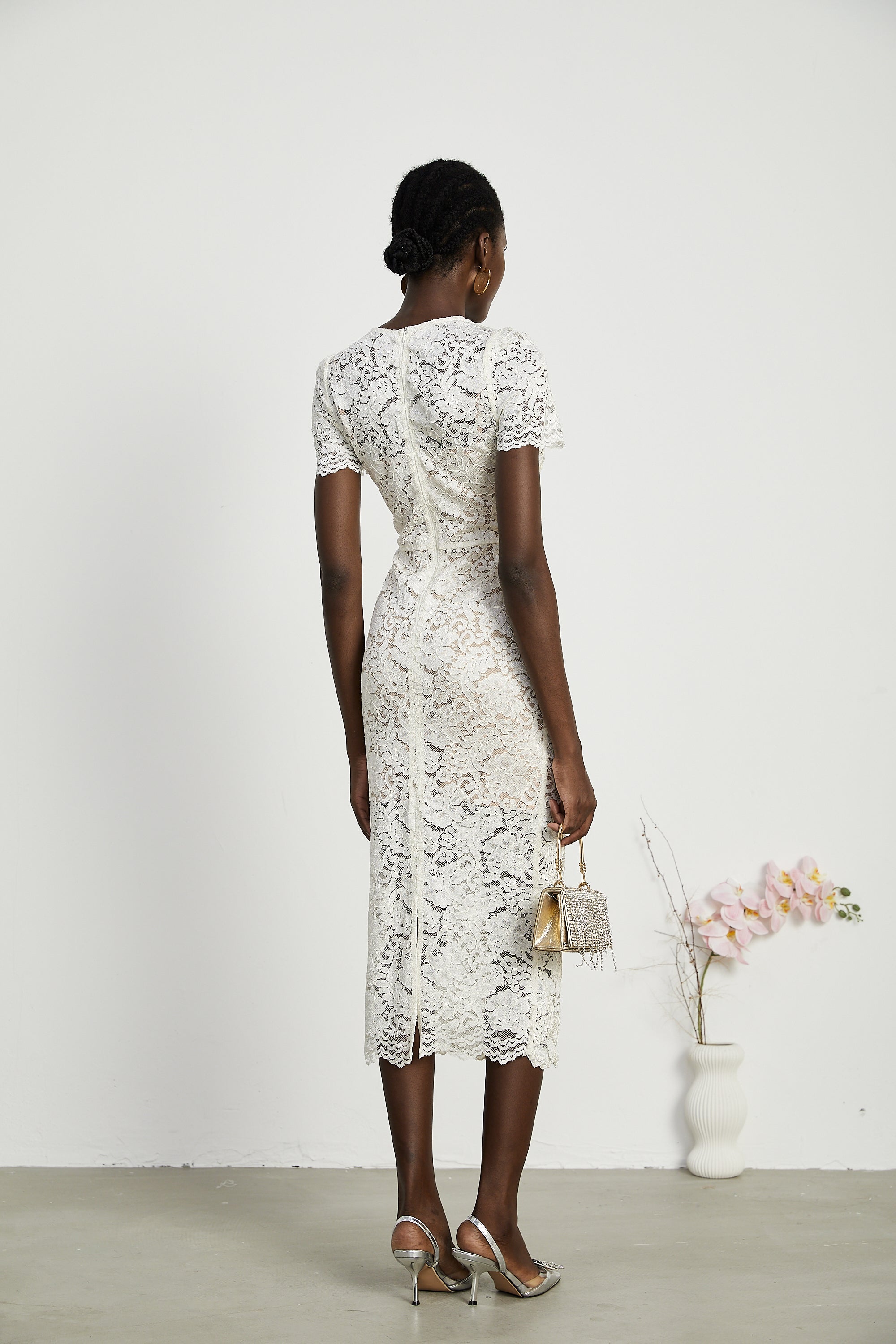 Kalena embellished lace midi dress (Final Sale-US Only)
