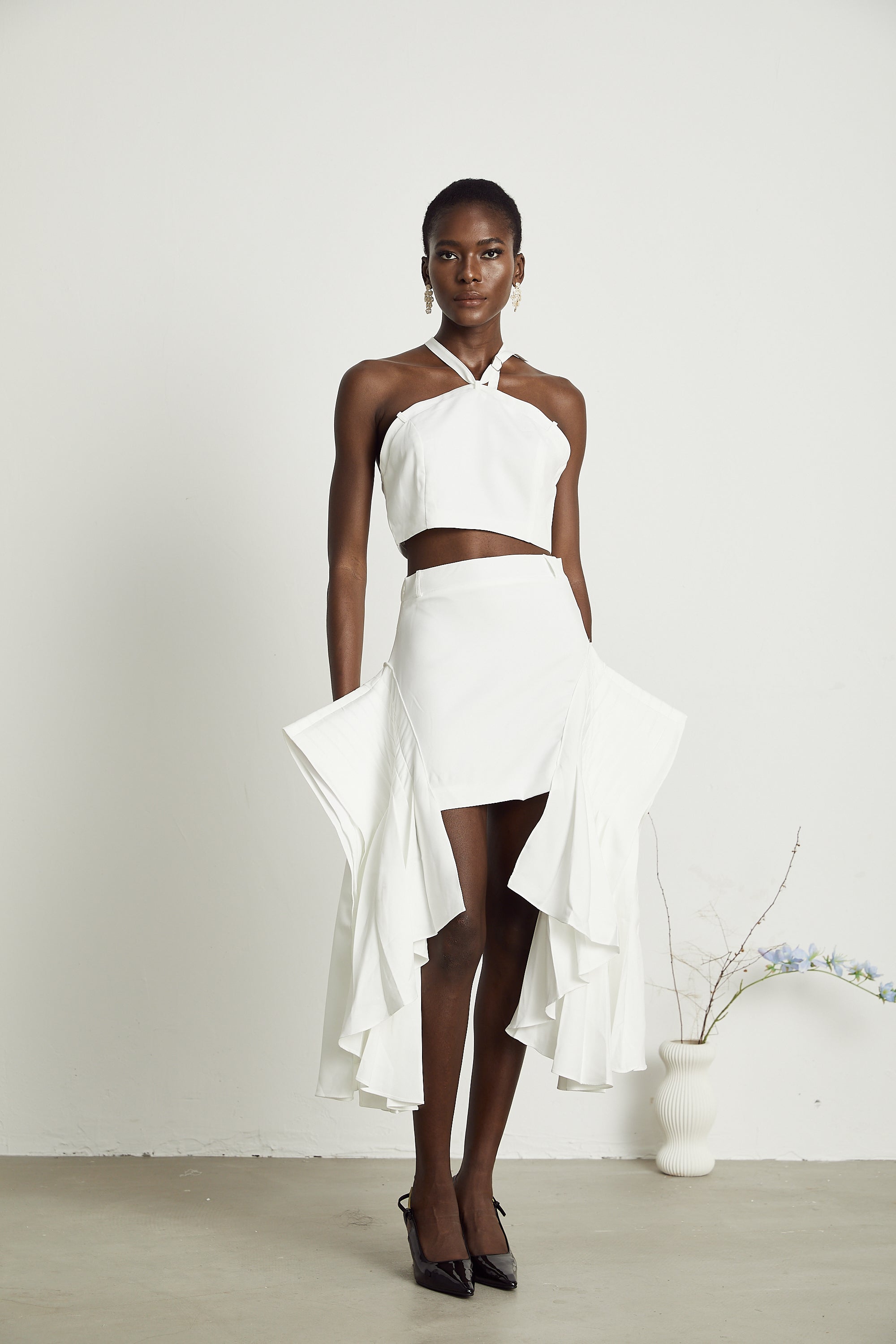 Karina crop top & skirt matching set