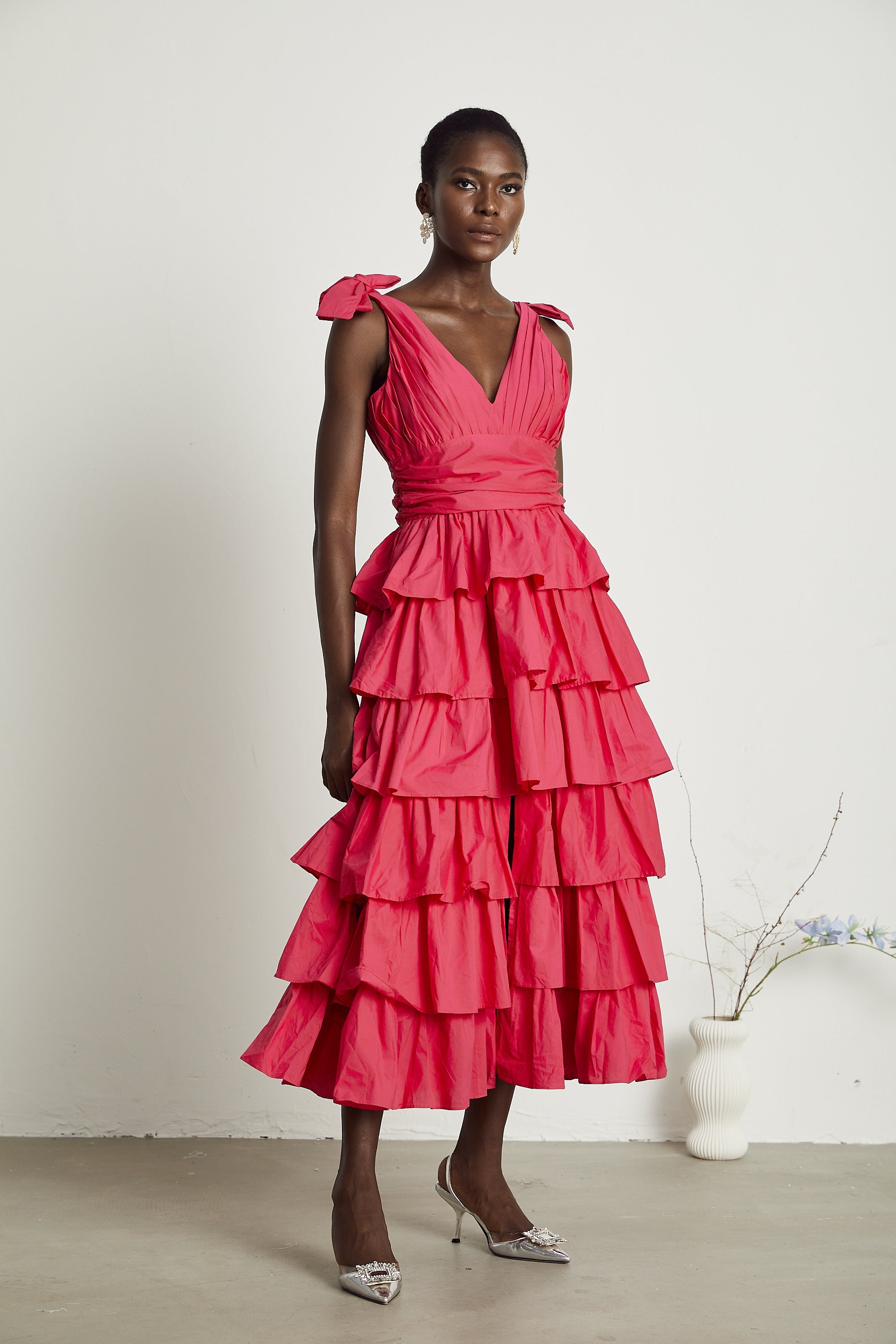 Émilienne tiered ruffled midi dress (US Only)